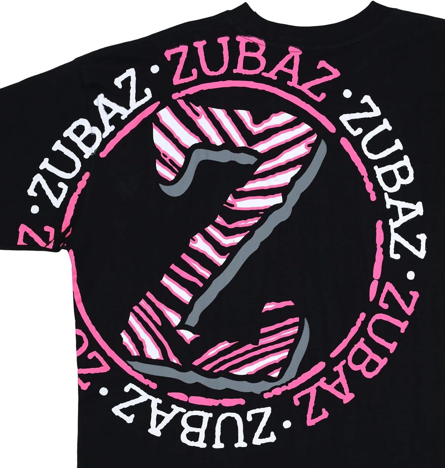 Zubaz 88 Men's Oversized Short Sleeve T-Shirt - BLACK/PINK ZEBRA