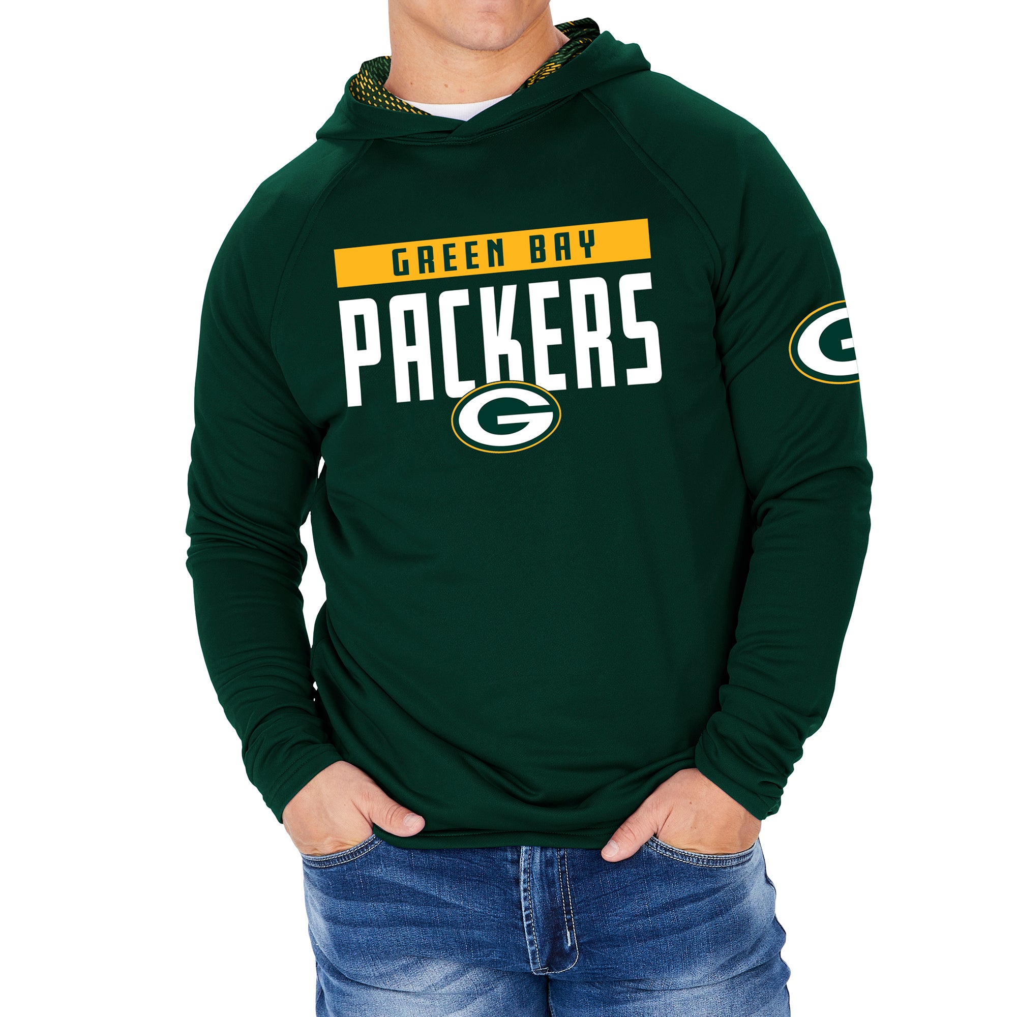 Zubaz Men's NFL Green Bay Packers Team Color Hoodie With Viper Print Details