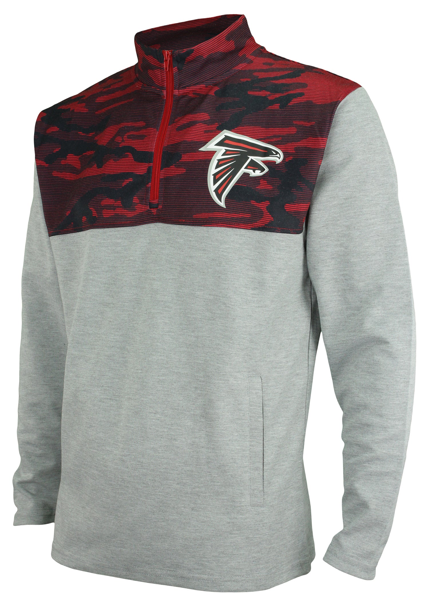 Zubaz NFL Men's Atlanta Falcons 1/4 Zip Fleece Pullover with Camo Lines