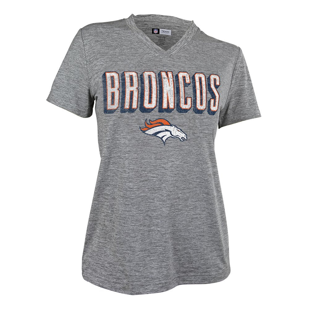 Zubaz NFL Women's Denver Broncos Retro Zebra V-Neck T-Shirt