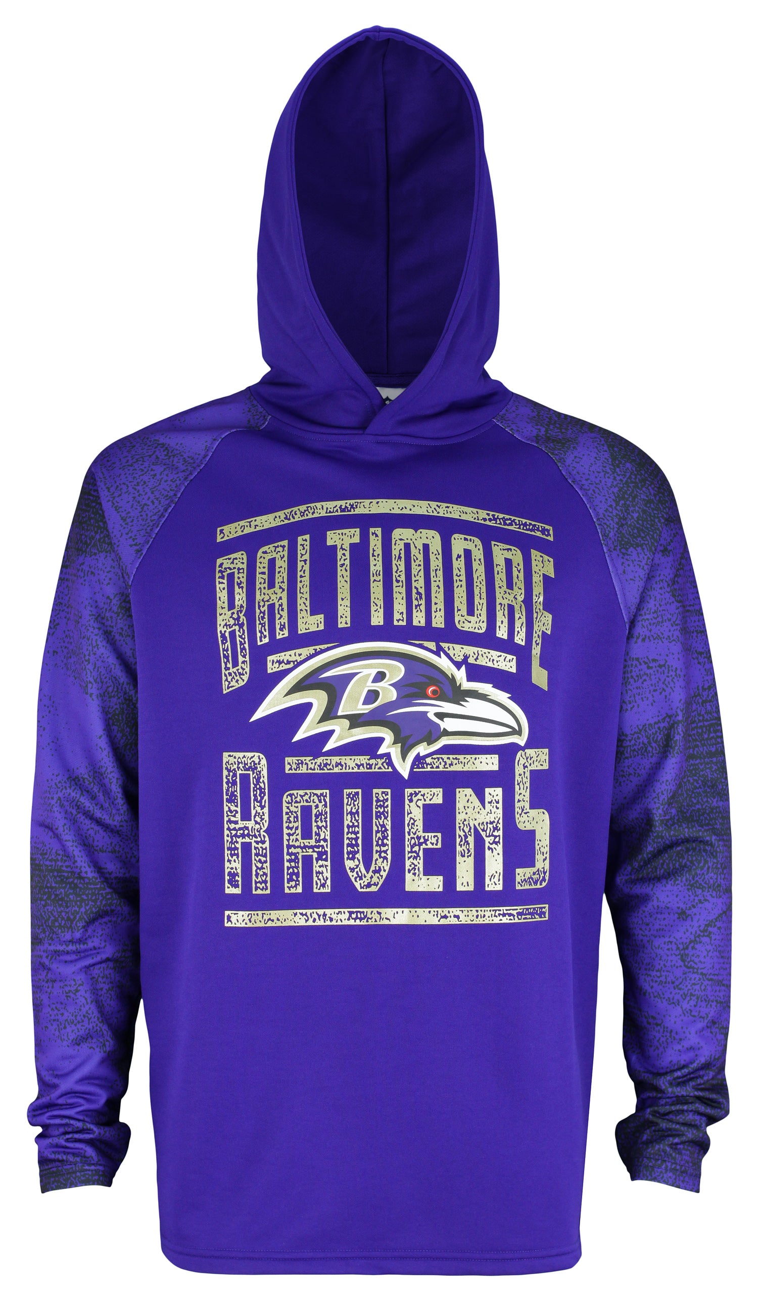 Zubaz NFL Men's Baltimore Ravens Light Weight Pullover Hoodie with Static Sleeves