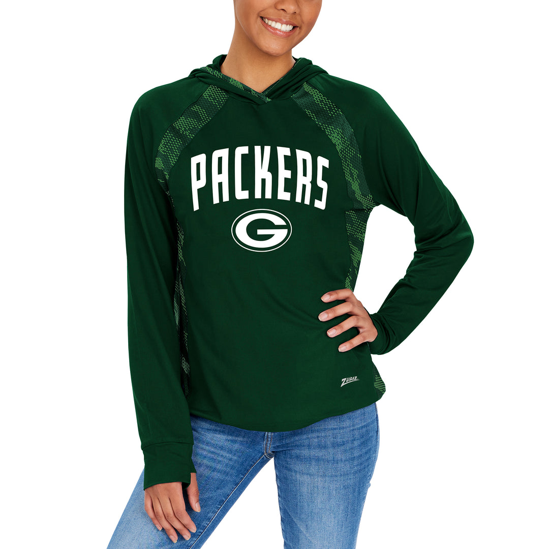 Zubaz NFL Women's Green Bay Packers Elevated Hoodie W/ Tonal Viper Print