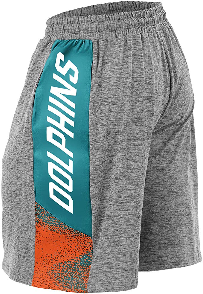 Zubaz NFL Football Mens Miami Dolphins Gray Space Dye Shorts