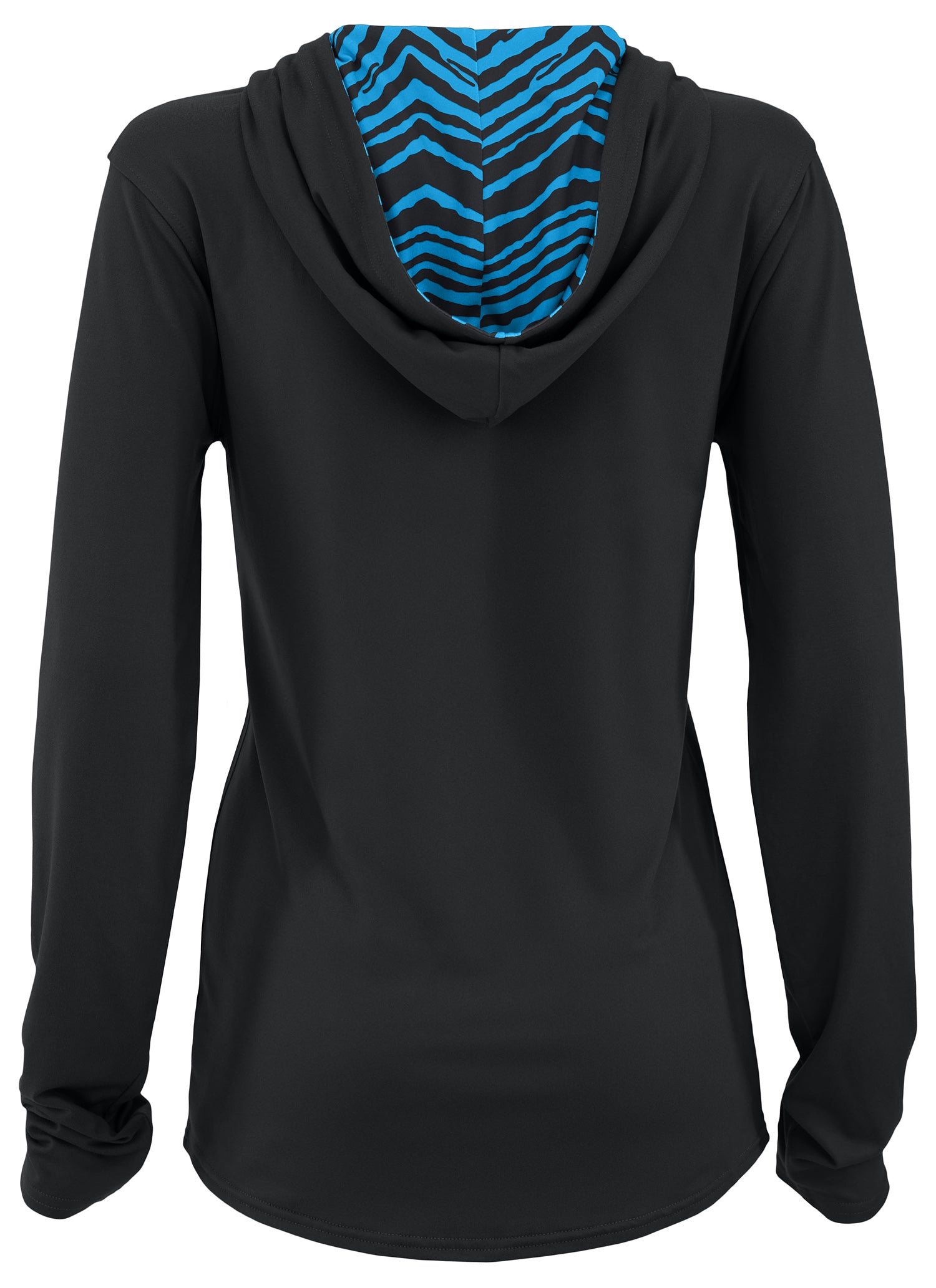 Zubaz NFL Women's Light Weight Team Color Hoodie 2 Tone Zebra Liner, Retro 3 Point Logo, Carolina Panthers