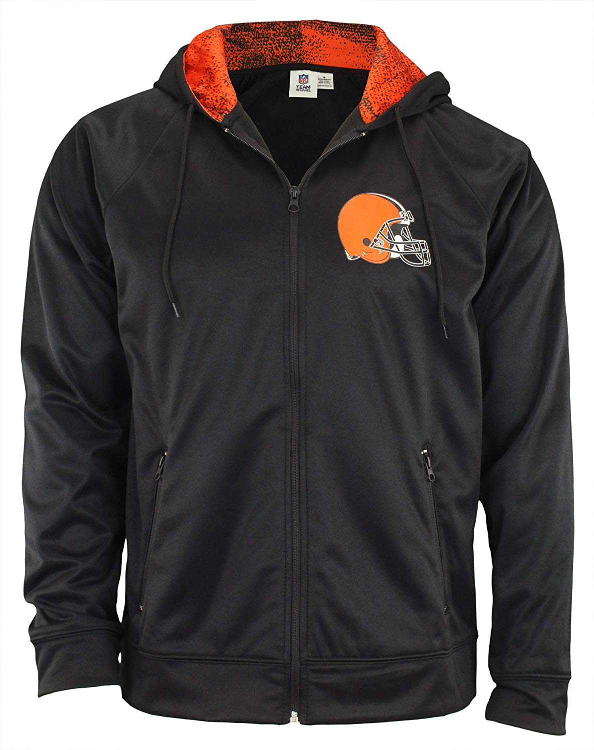 Zubaz NFL Cleveland Browns Men's Heavyweight Full Zip Performance Fleece Hoodie