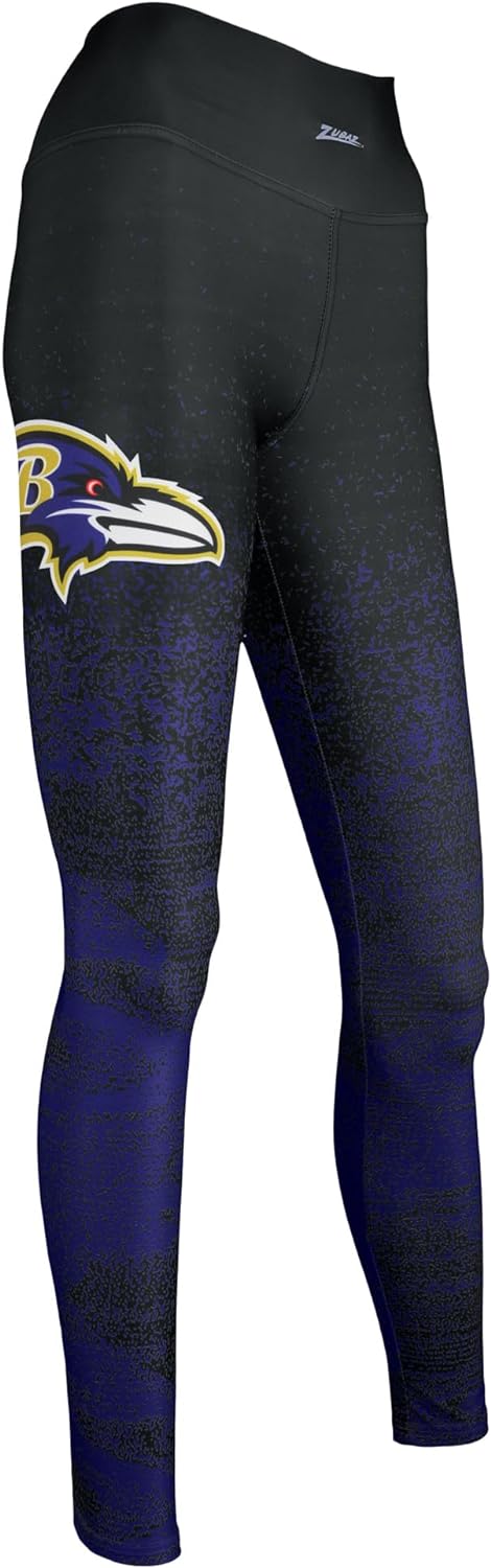 Zubaz NFL Women's BALTIMORE RAVENS BLACK/ORCHID STATIC FADE LEGGING