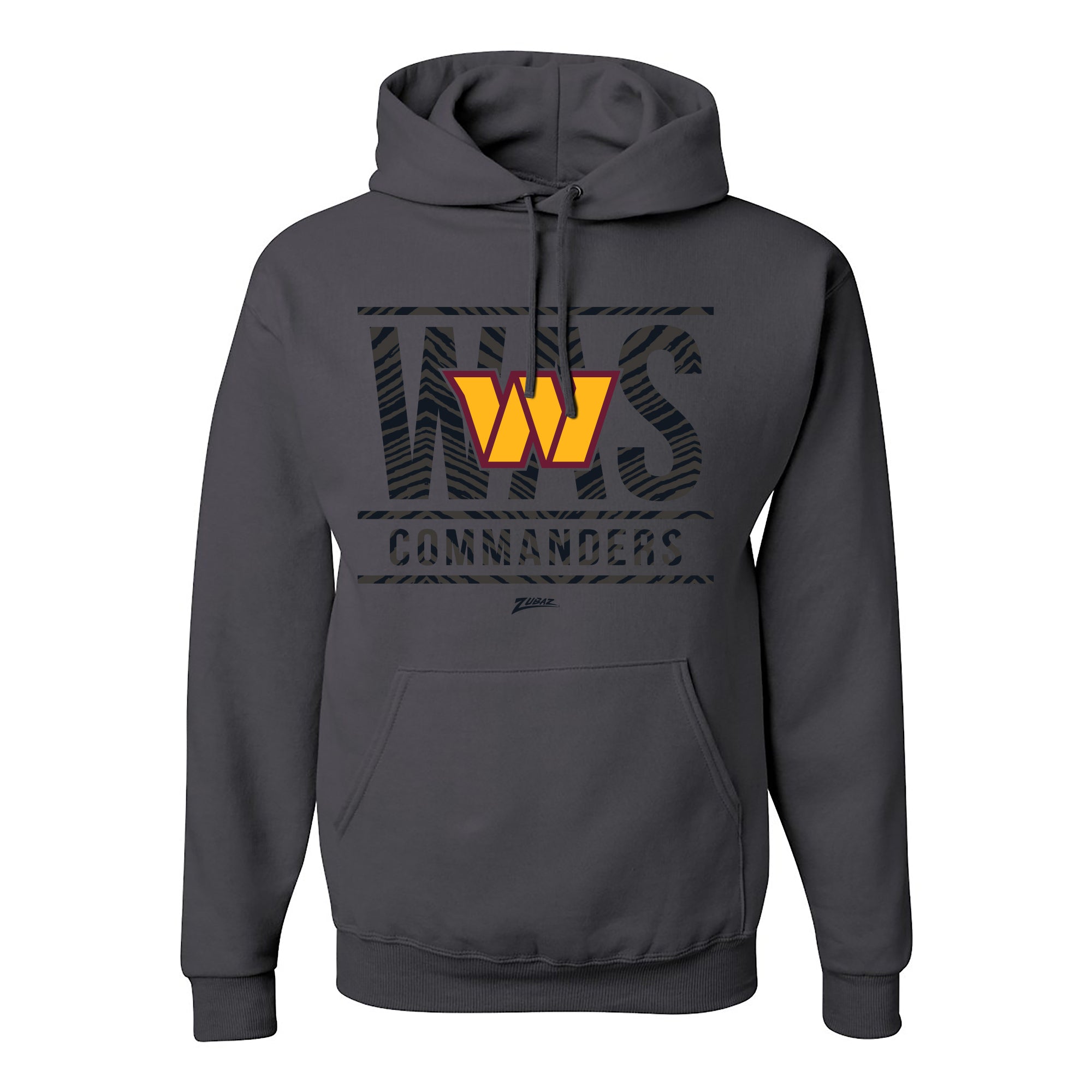 Zubaz NFL Washington Commanders Unisex Pullover Fleece Hoodie for Adult Men and Women, Z2C Goal Line, Charcoal