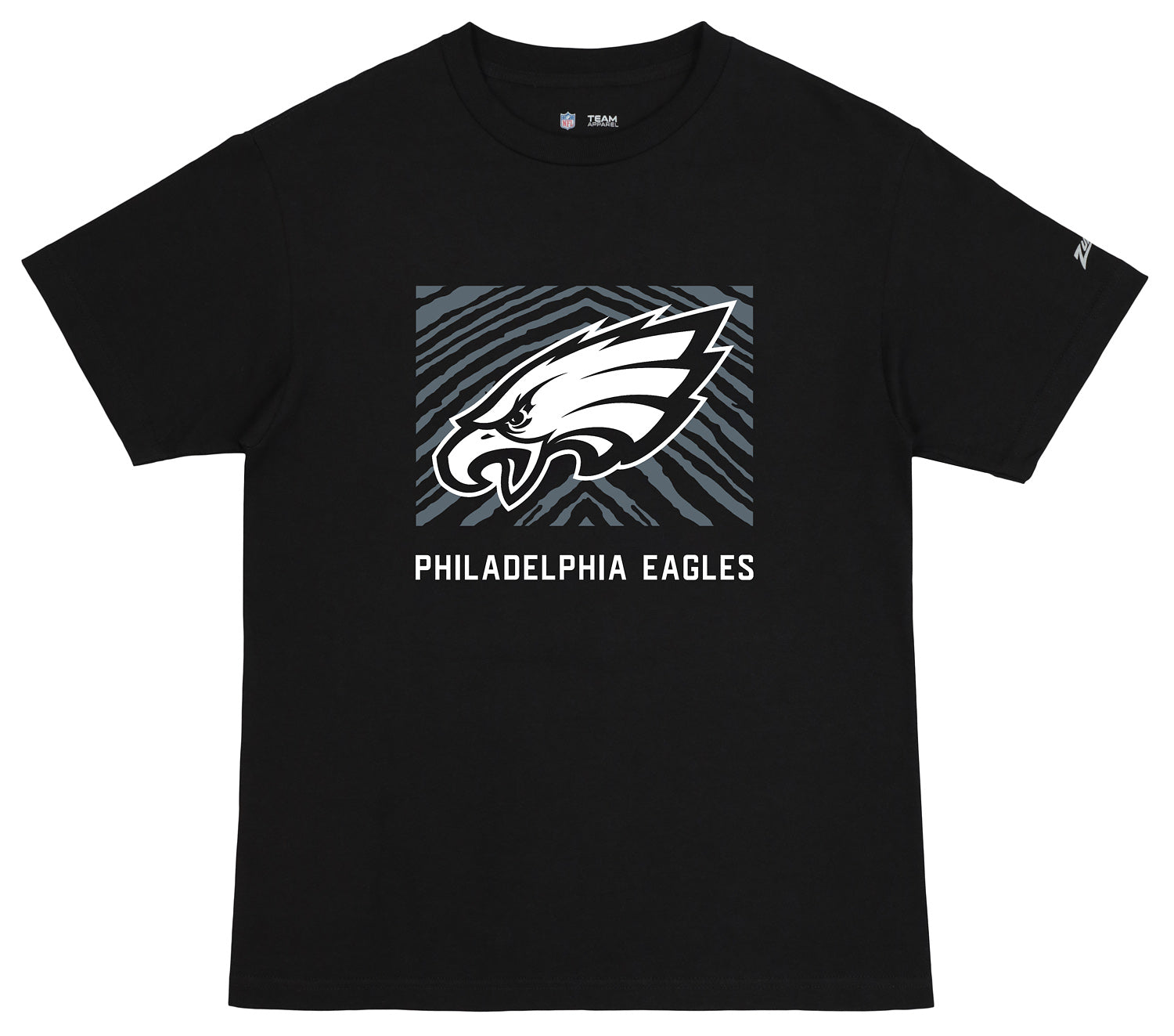 Zubaz NFL Unisex Cotton Heavyweight Short Sleeve T-shirt Black With Grey Tonal Tunnel Logo for Men and Women, Philadelphia Eagles