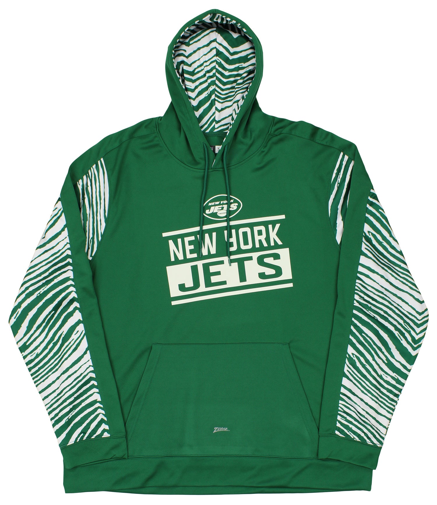 Zubaz NFL Men's New York Jets Team Color with Zebra Accents Pullover Hoodie, DEFECTIVE