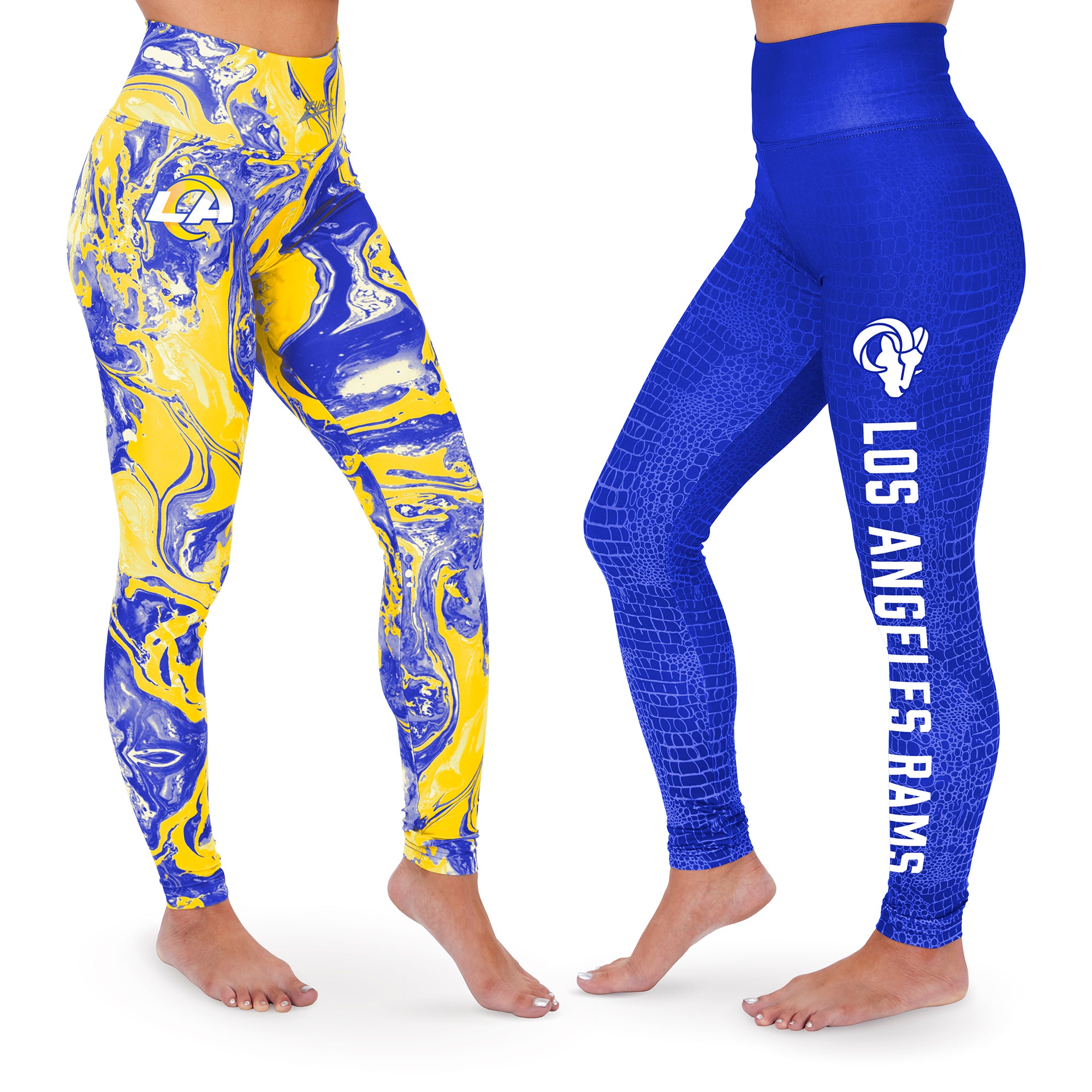 Zubaz NFL Women's Los Angeles Rams Swirl & Skin Fade 2 Pack Leggings