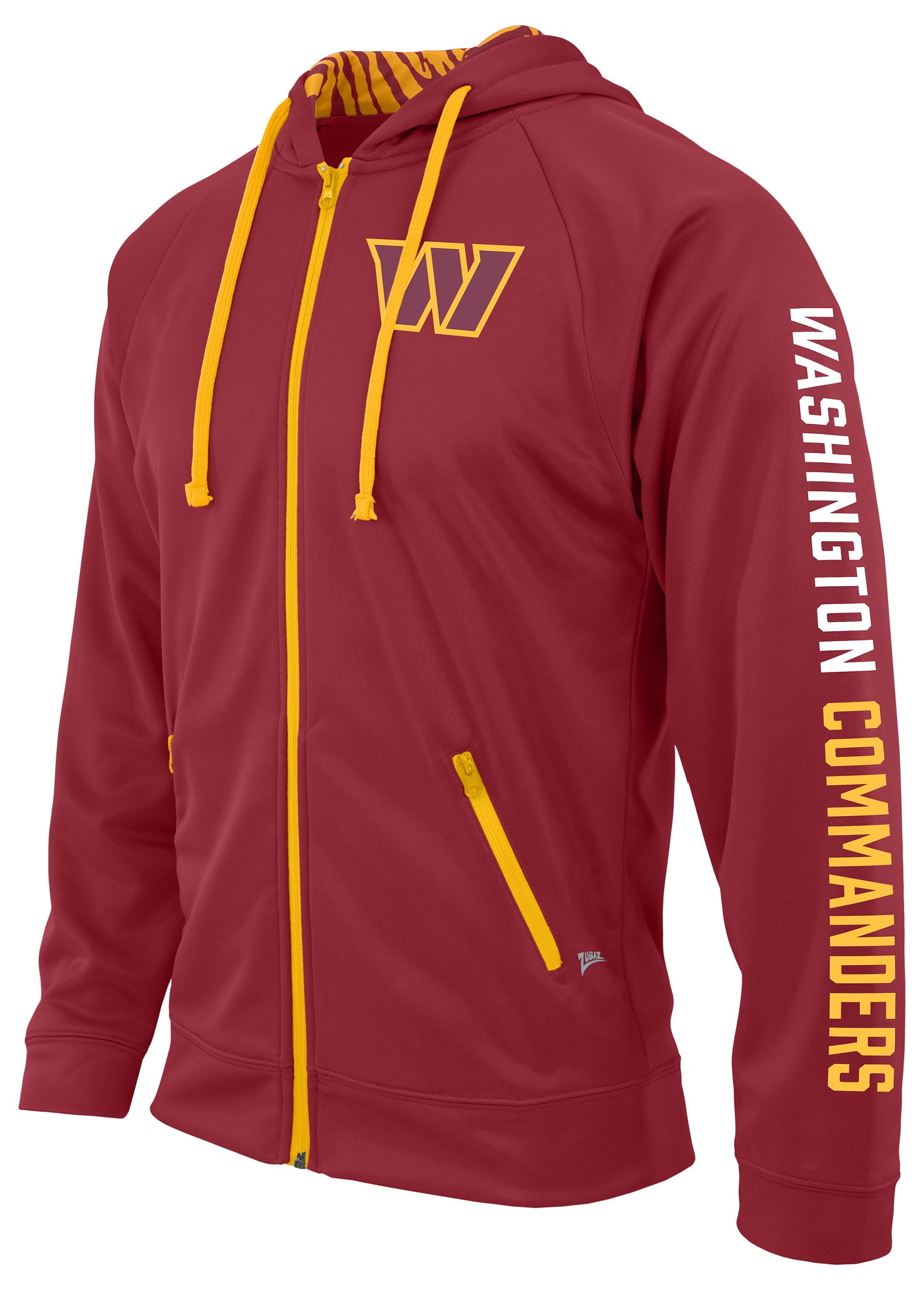 Zubaz NFL Men's Team Name and Logo Full Zip Hoodie Washington Commanders