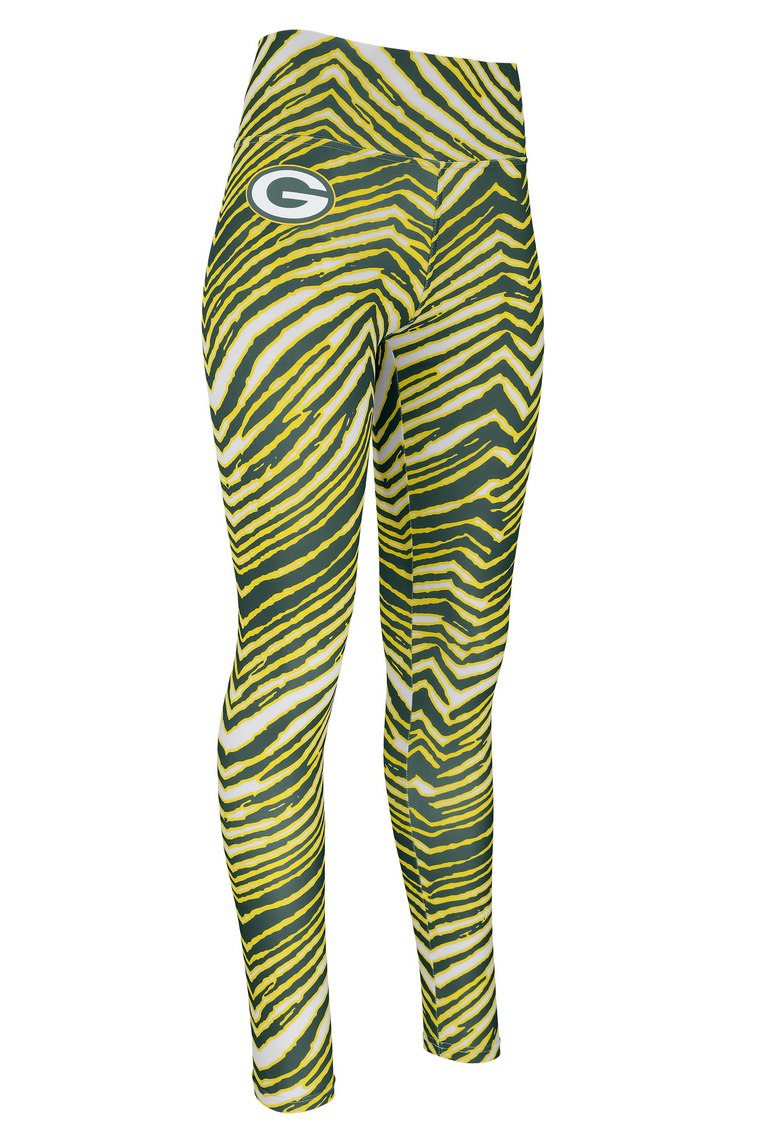 Zubaz NFL Women's Basic Zebra Print Legging, Green Bay Packers