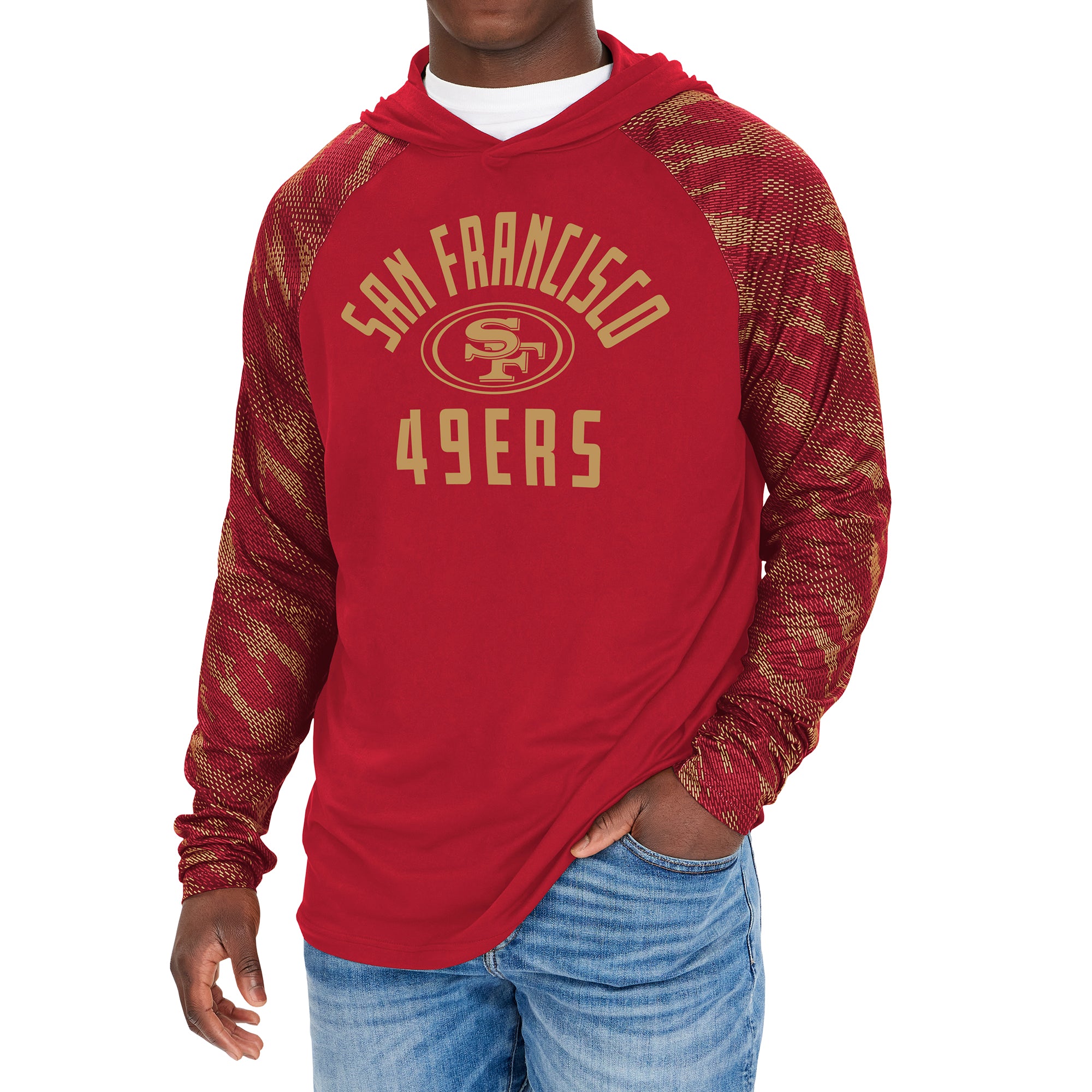 Zubaz NFL Men's San Francisco 49ers Viper Print Pullover Hooded Sweatshirt