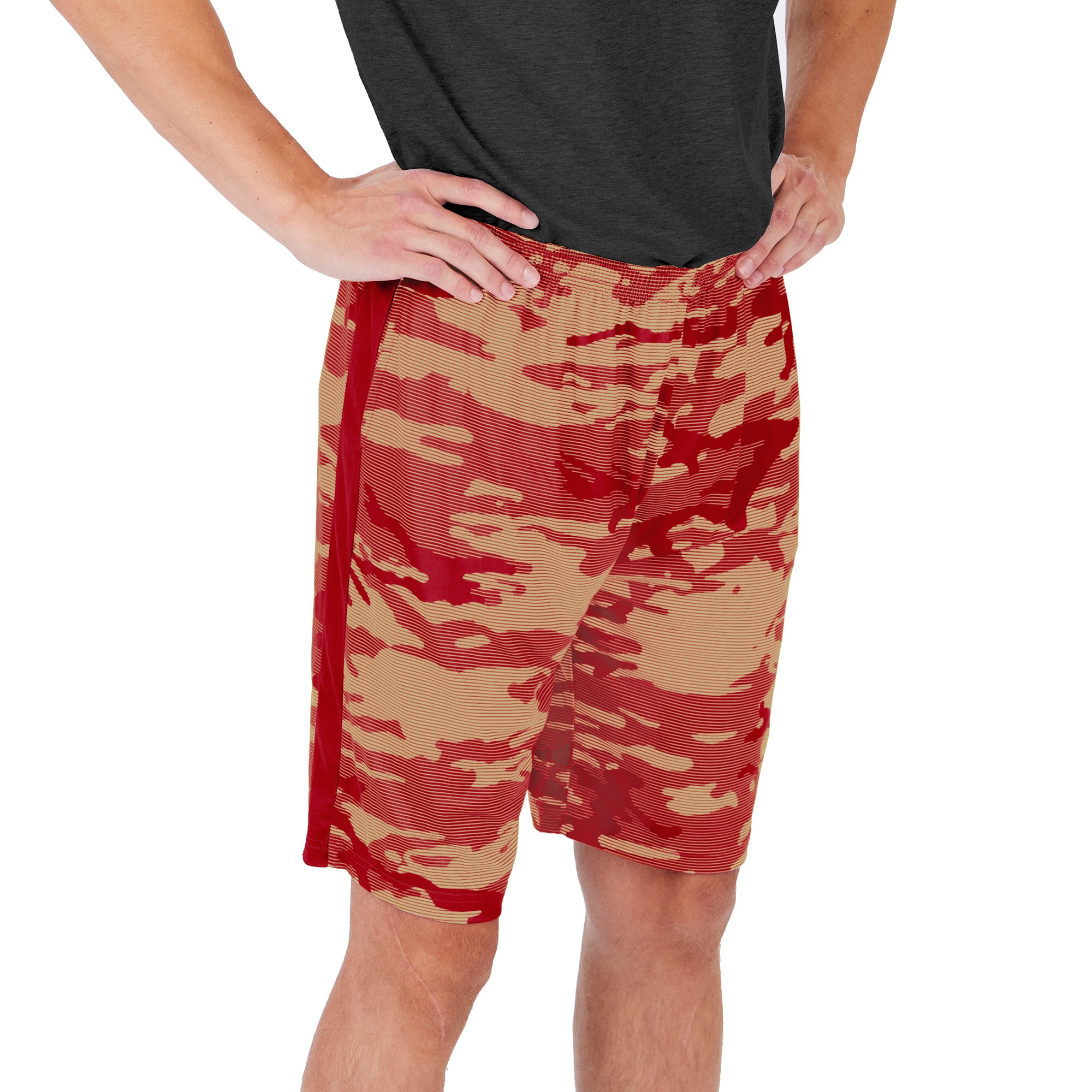 Zubaz Men's NFL San Francisco 49ers Lightweight Camo Lines Shorts with Logo