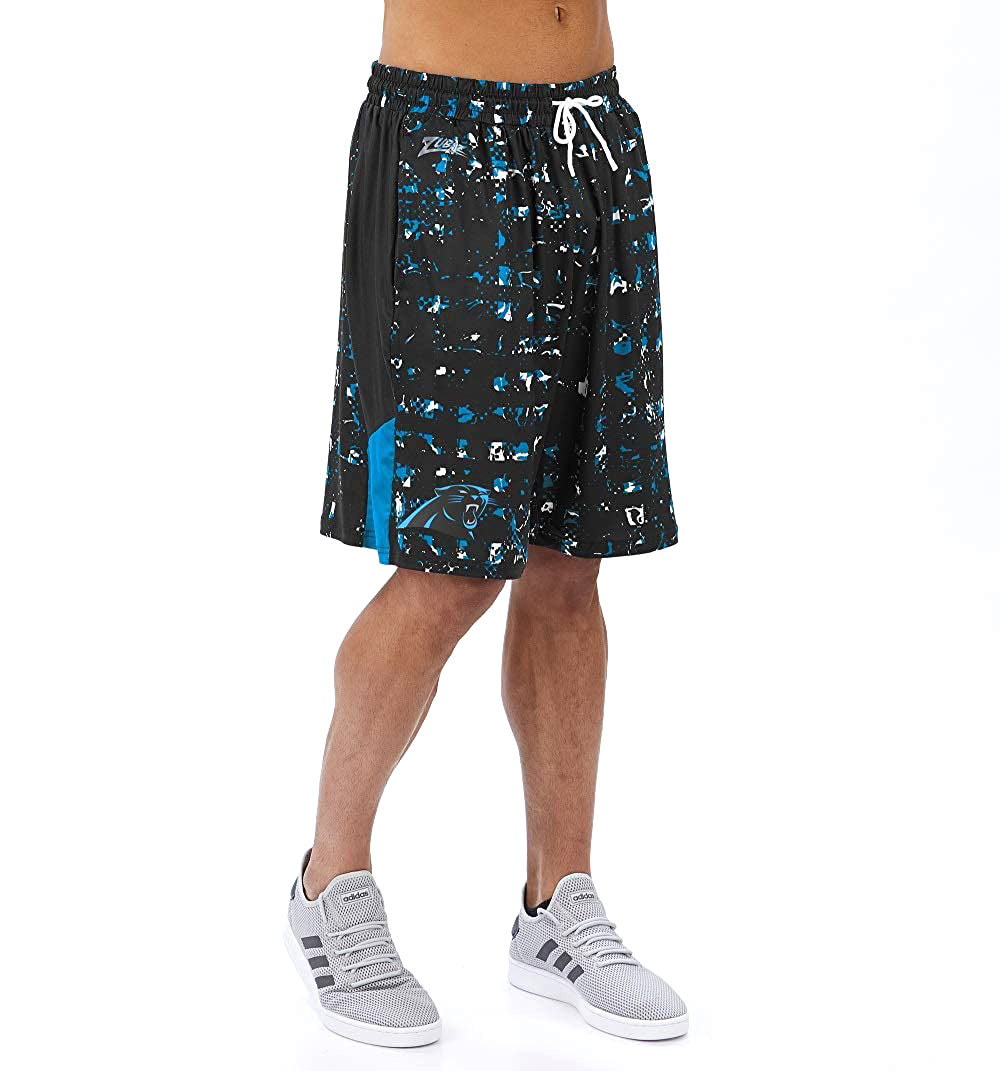 Zubaz NFL Men's Carolina Panthers Color Grid Shorts