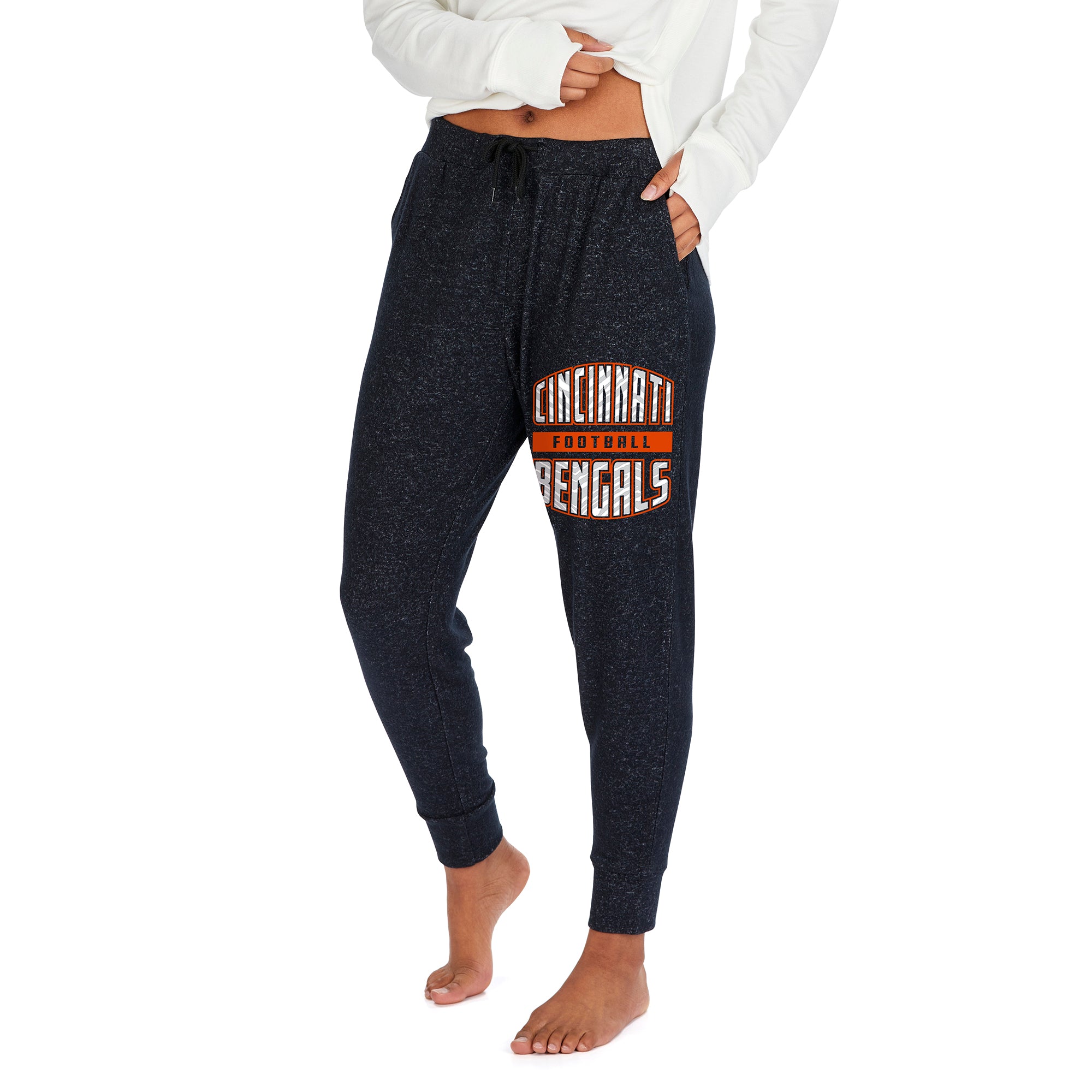 Zubaz Women's NFL Cincinnati Bengals Womens Marled Black Soft Jogger Xs