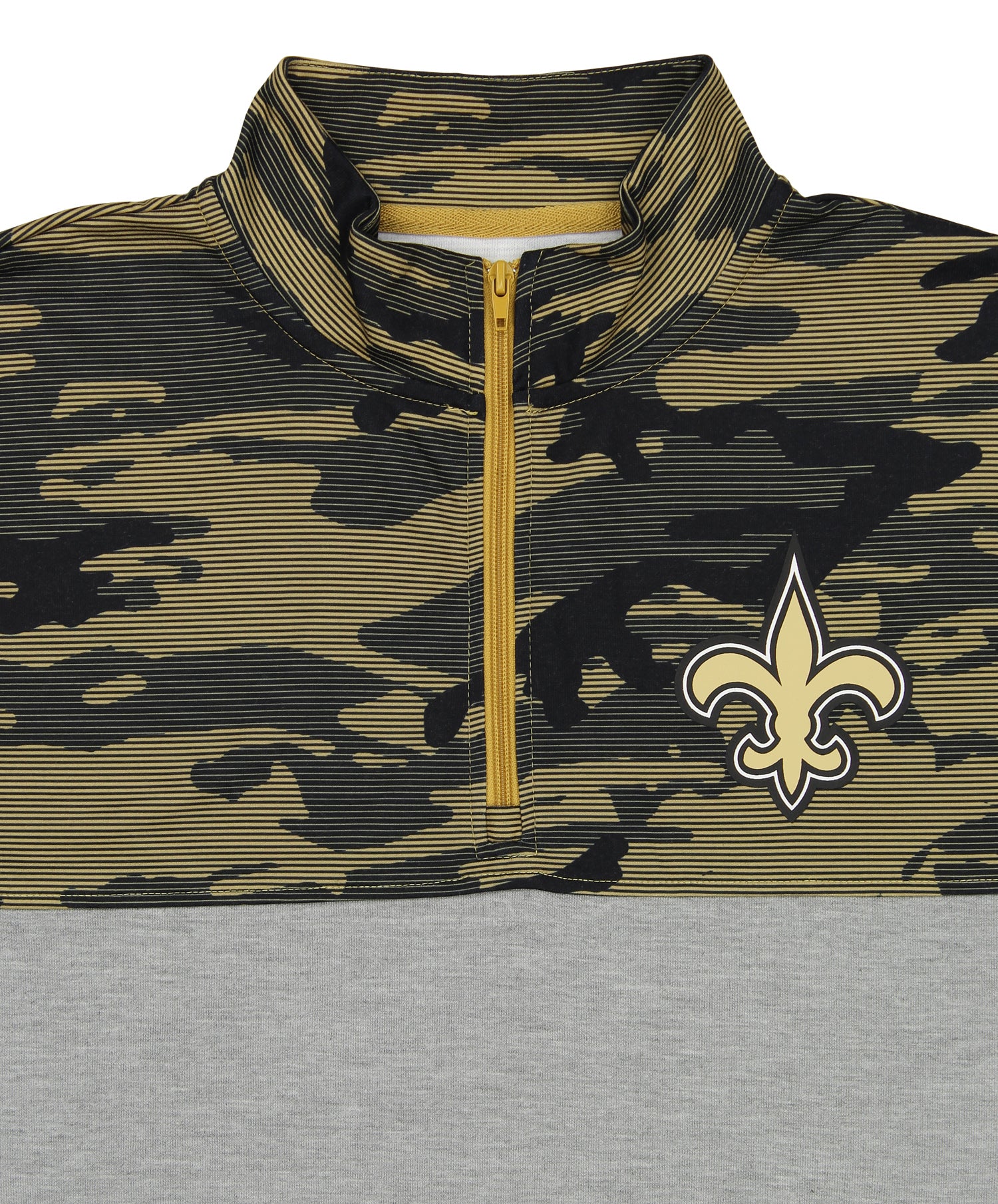 Zubaz Men's NFL New Orleans Saints 1/4 Zip Fleece Pullover with Camo Lines