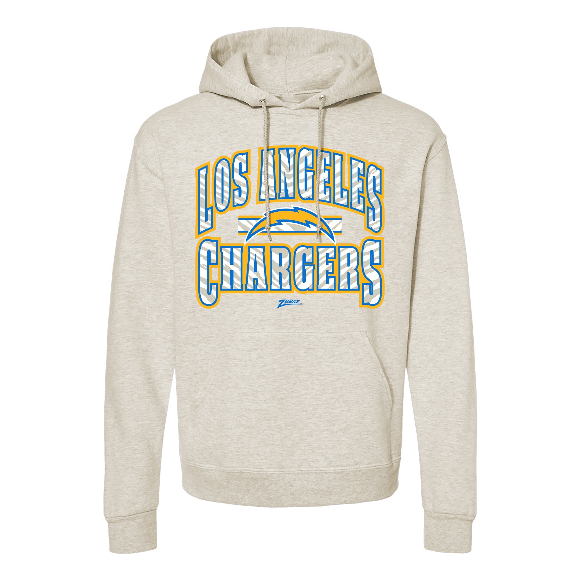 Zubaz NFL Los Angeles Chargers  Unisex Pullover Fleece Hoodie for Adult Men and Women, Z2T Kickoff, Oatmeal Heather