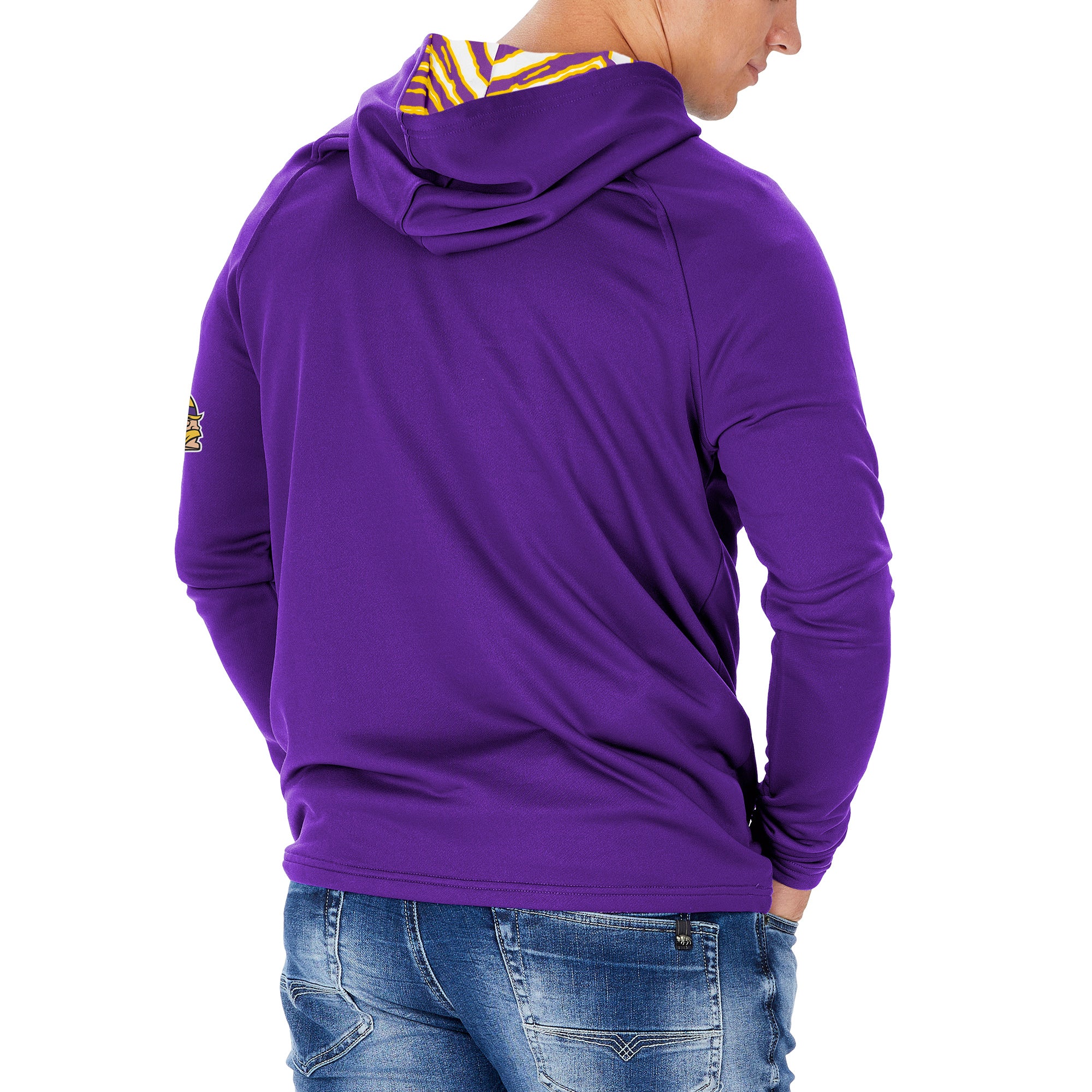 Zubaz NFL Men's Light Weight Team Color Hoodie With 3 Tone Zebra Lined Hood, Great Play Logo, Minnesota Vikings