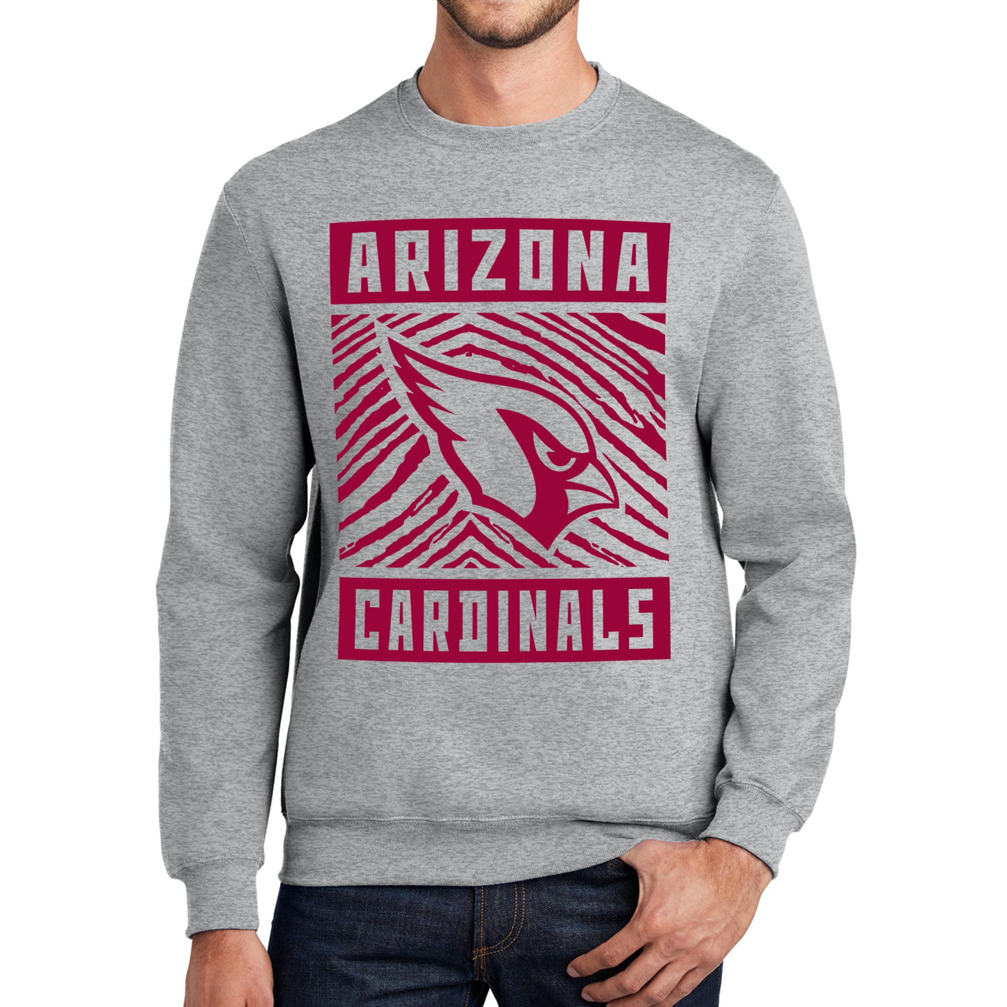 Zubaz NFL Men's Crewneck Sweatshirt With Zebra Graphic, Arizona Cardinals