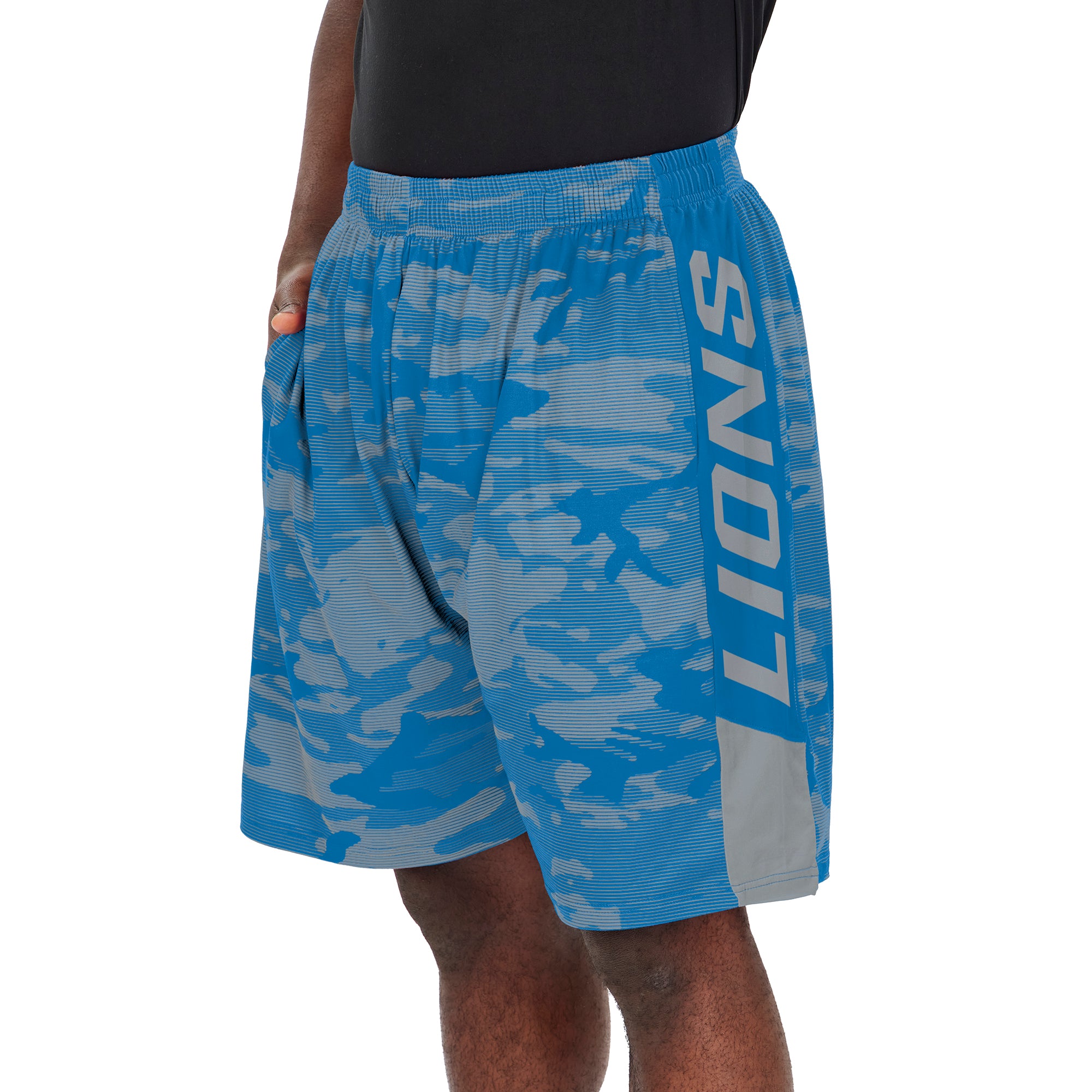 Zubaz Men's NFL Detroit Lions Lightweight Shorts with Camo Lines