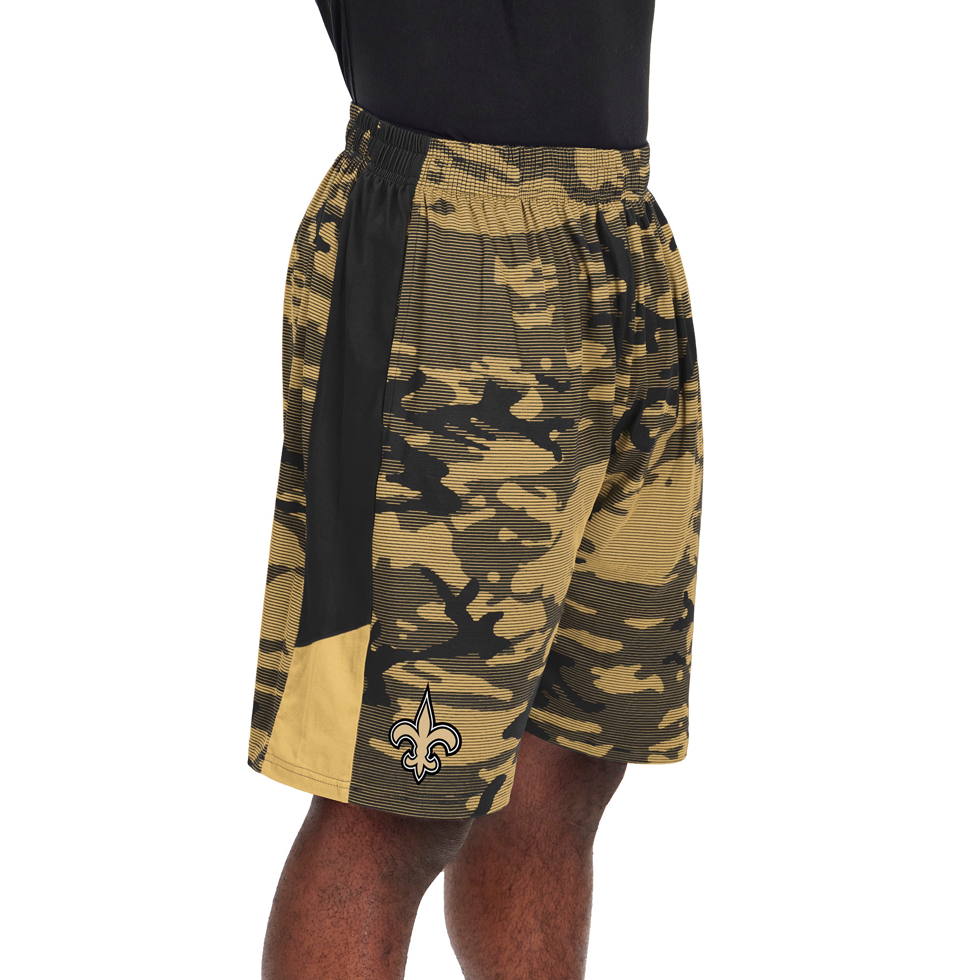 Zubaz Men's NFL New Orleans Saints Lightweight Shorts with Camo Lines