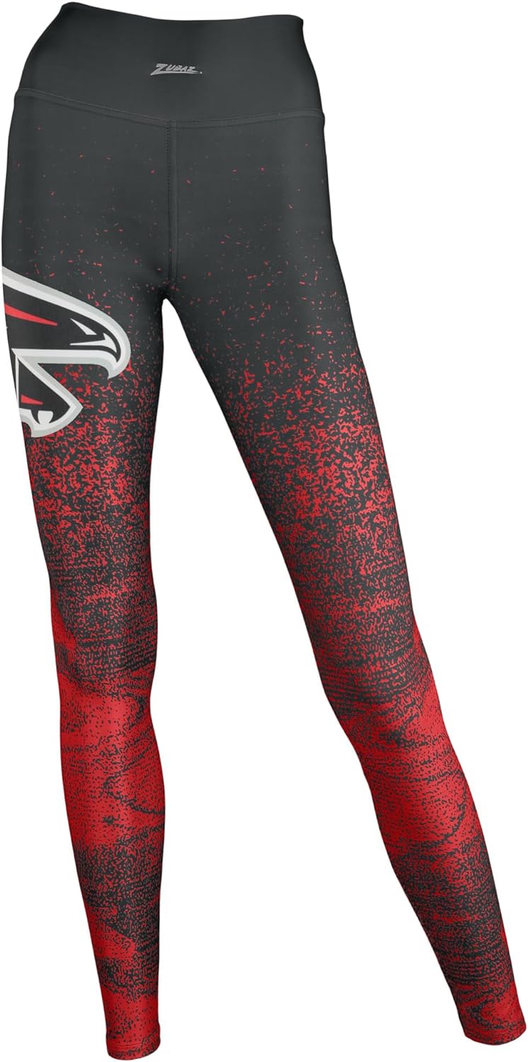 Zubaz NFL Women's ATLANTA FALCONS BLACK/SCARLET STATIC FADE LEGGING MD