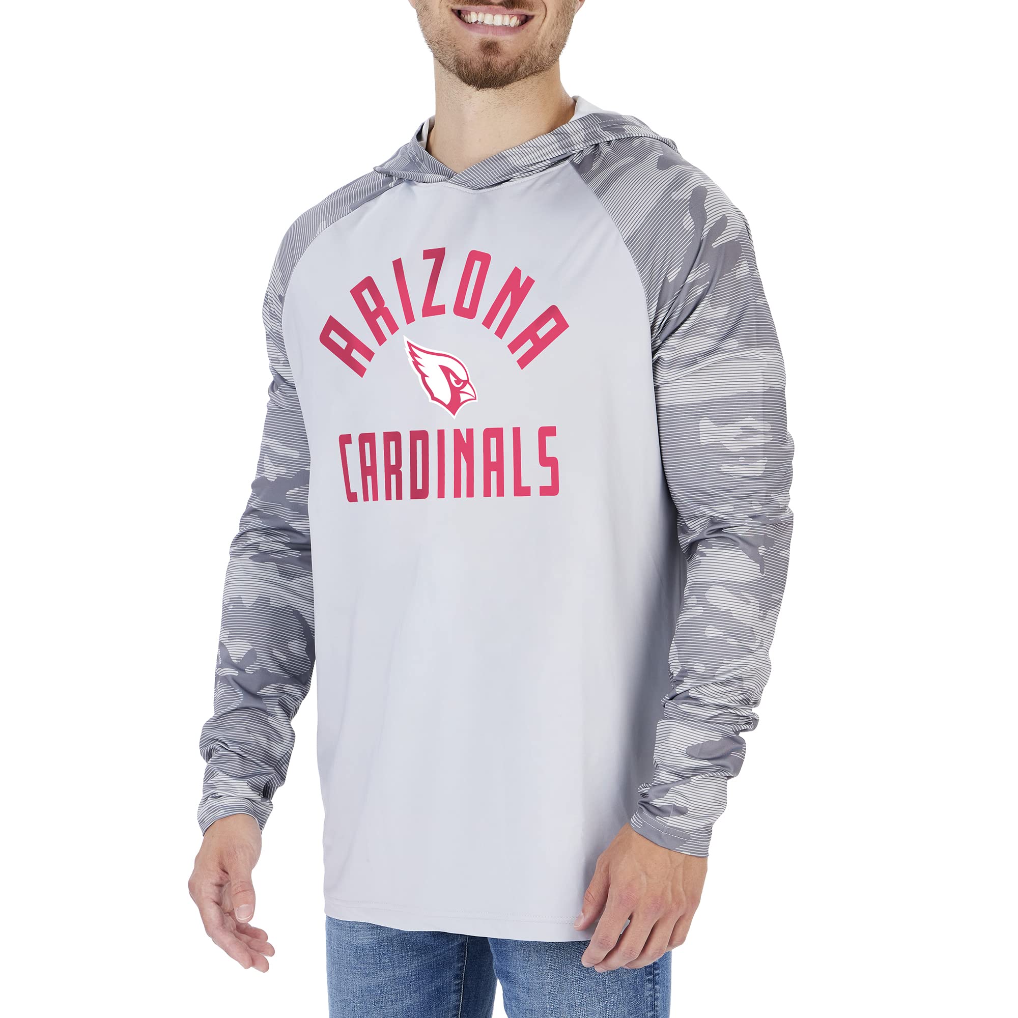 Zubaz Arizona Cardinals NFL Men's Grey Hoodie with Tonal Camo Sleeves