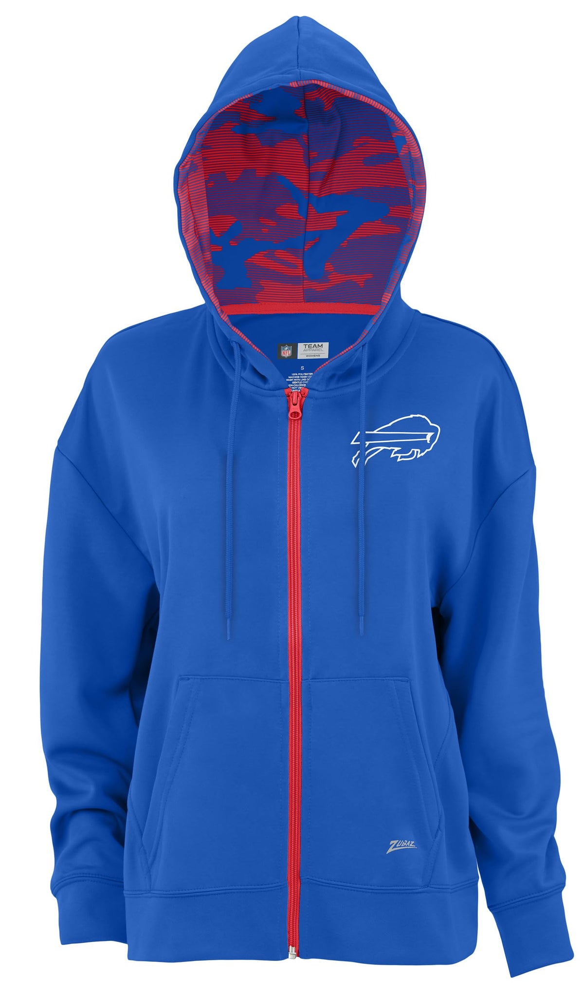 Zubaz NFL Women's Standard Full Zip Hoodie Buffalo Bills