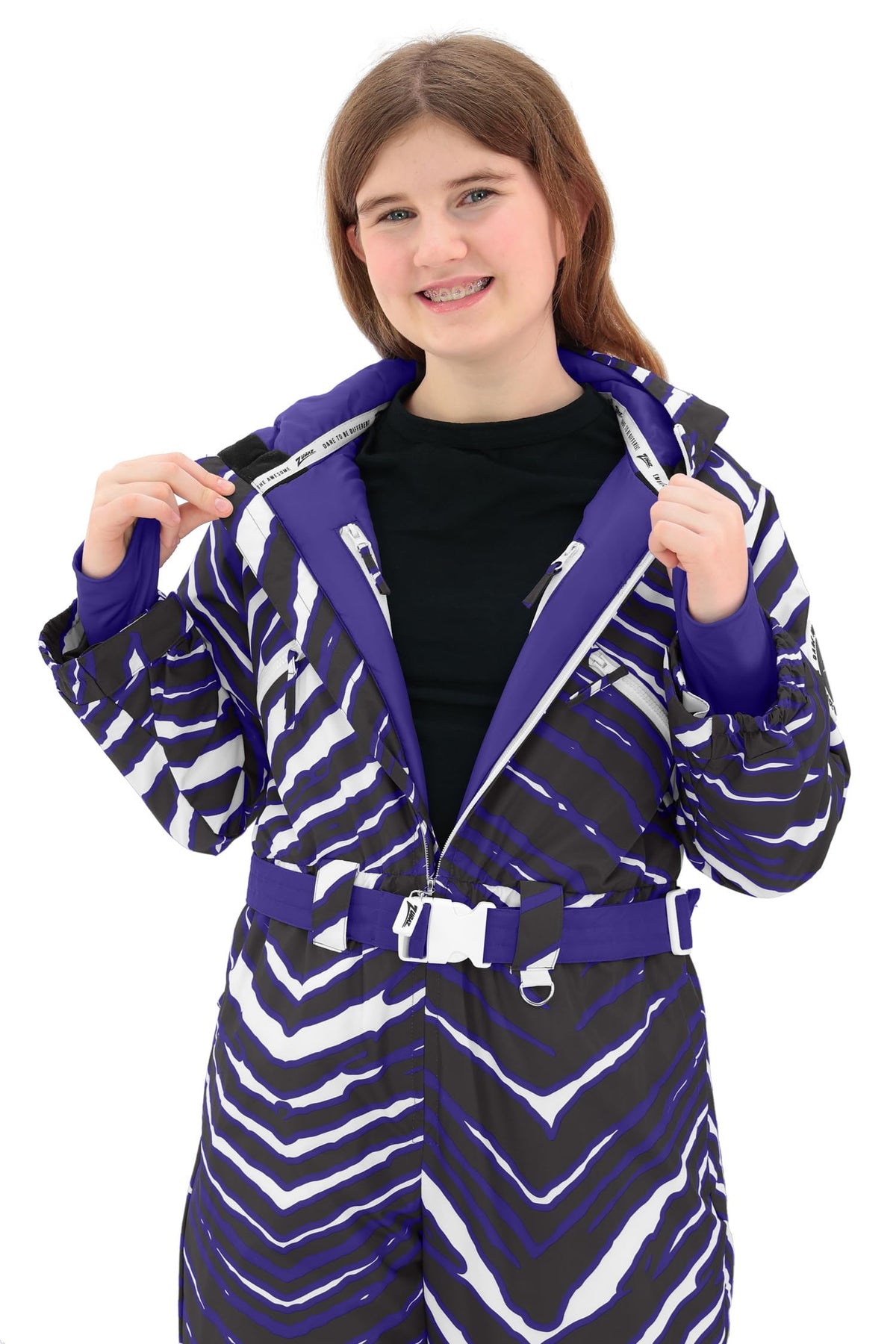 Zubaz NFL New England Patriots Youth Unisex Team Color 3 Color Zebra Tundra Tux Jr Snowsuit