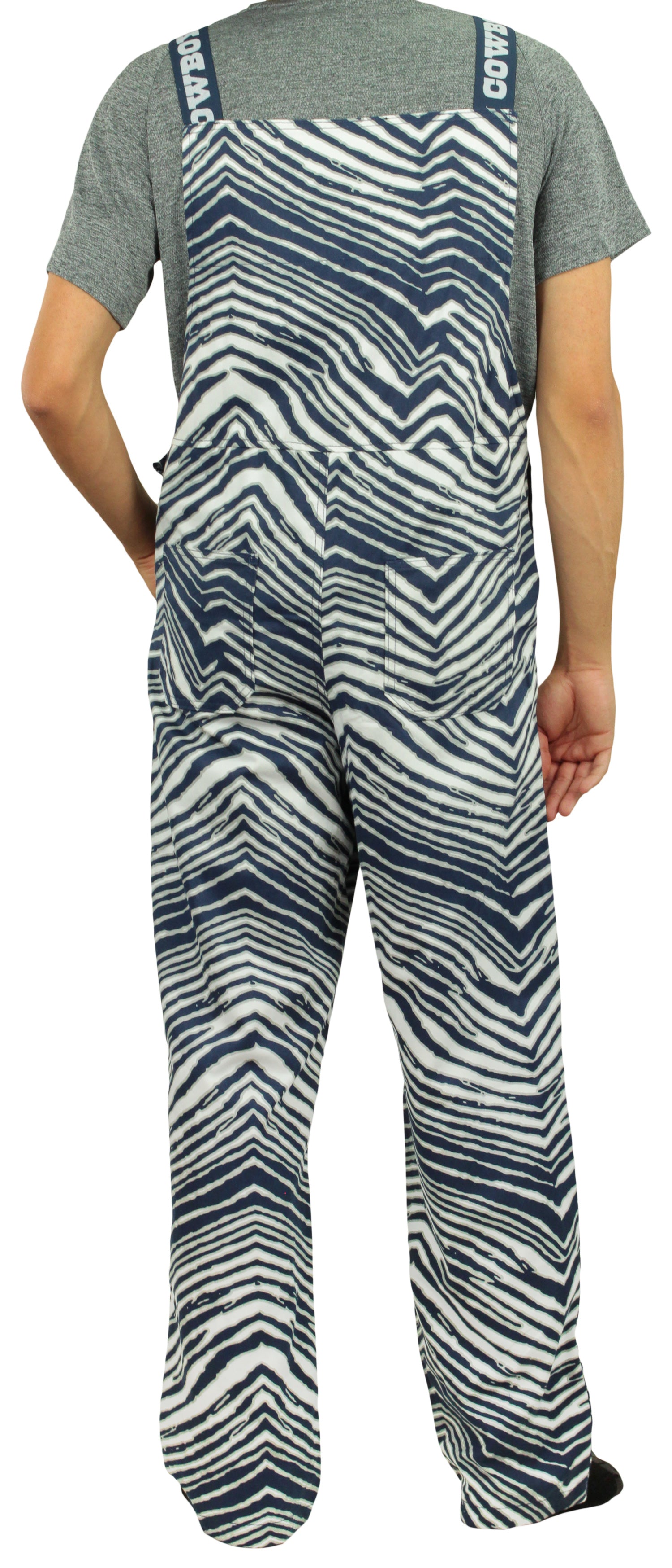 Zubaz NFL Men's Dallas Cowboys Zebra Printed Team Bib Overalls