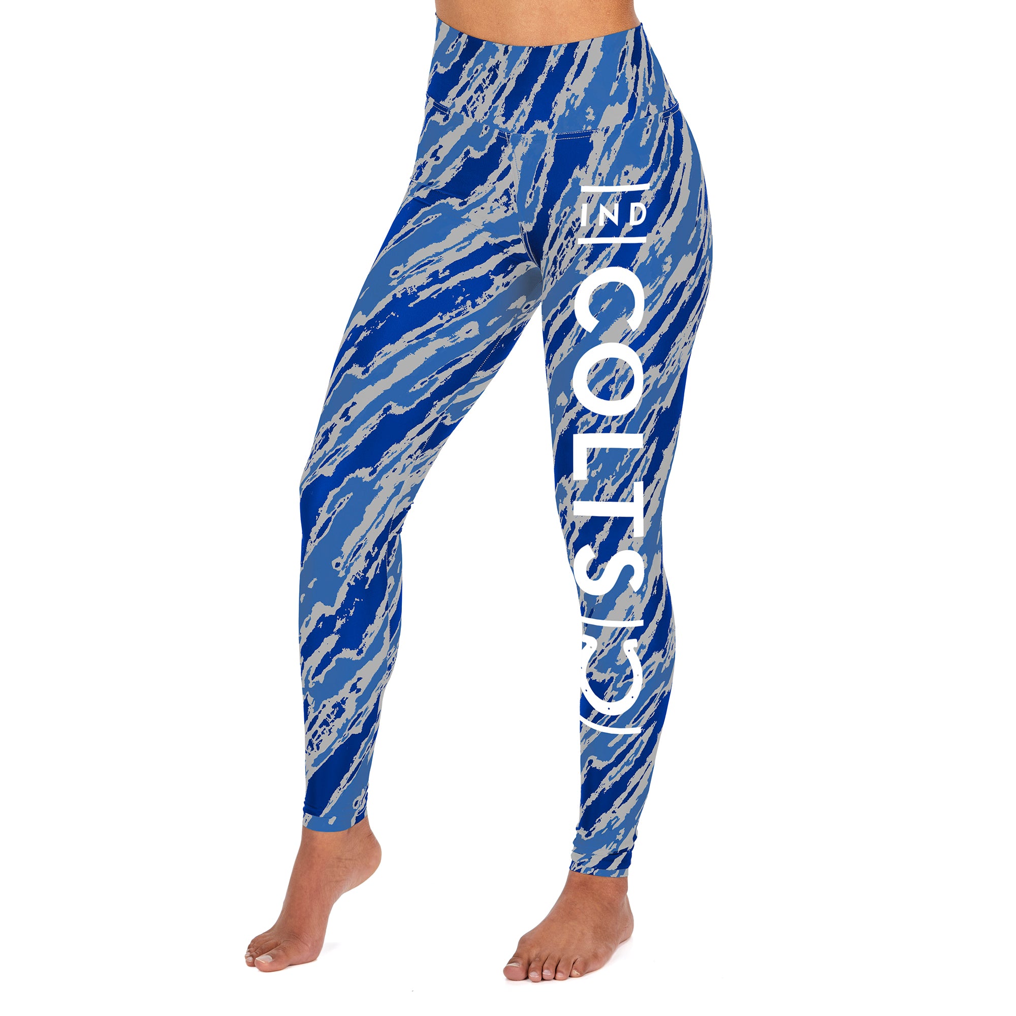 Zubaz NFL WOMENS INDIANAPOLIS COLTS ROYAL BLUE/LIGHT GRAY DIAGONAL STREAK LEGGING Extra Small