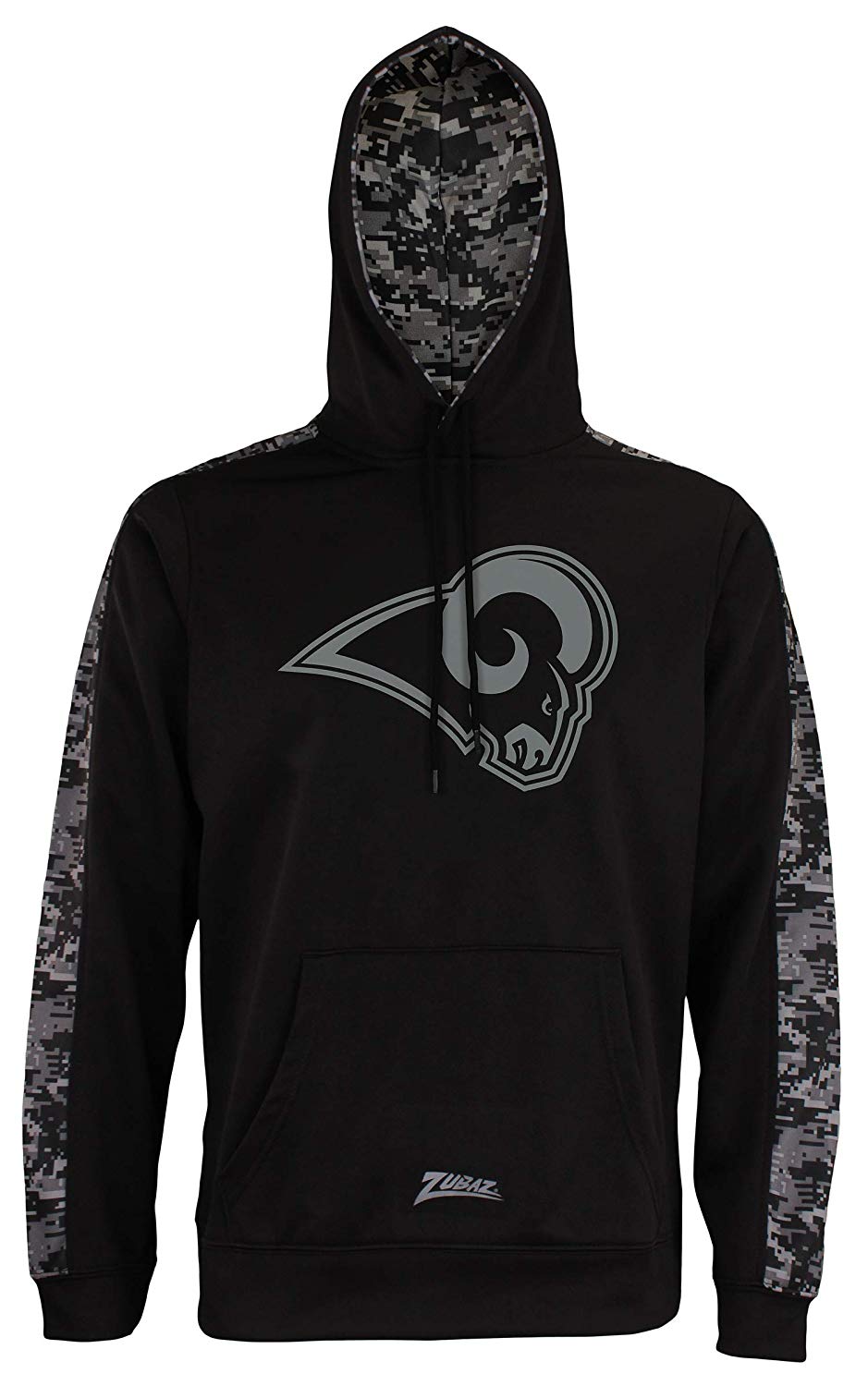 Zubaz Men's NFL Los Angeles Rams Black Digi Camo Pullover Hoodie