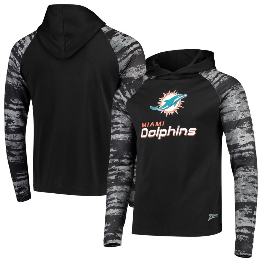 Zubaz NFL Men's Miami Dolphins Oxide Raglan French Terry Pullover Hoodie - Official NFL Dolphins Zubaz Apparel (1 of 3)