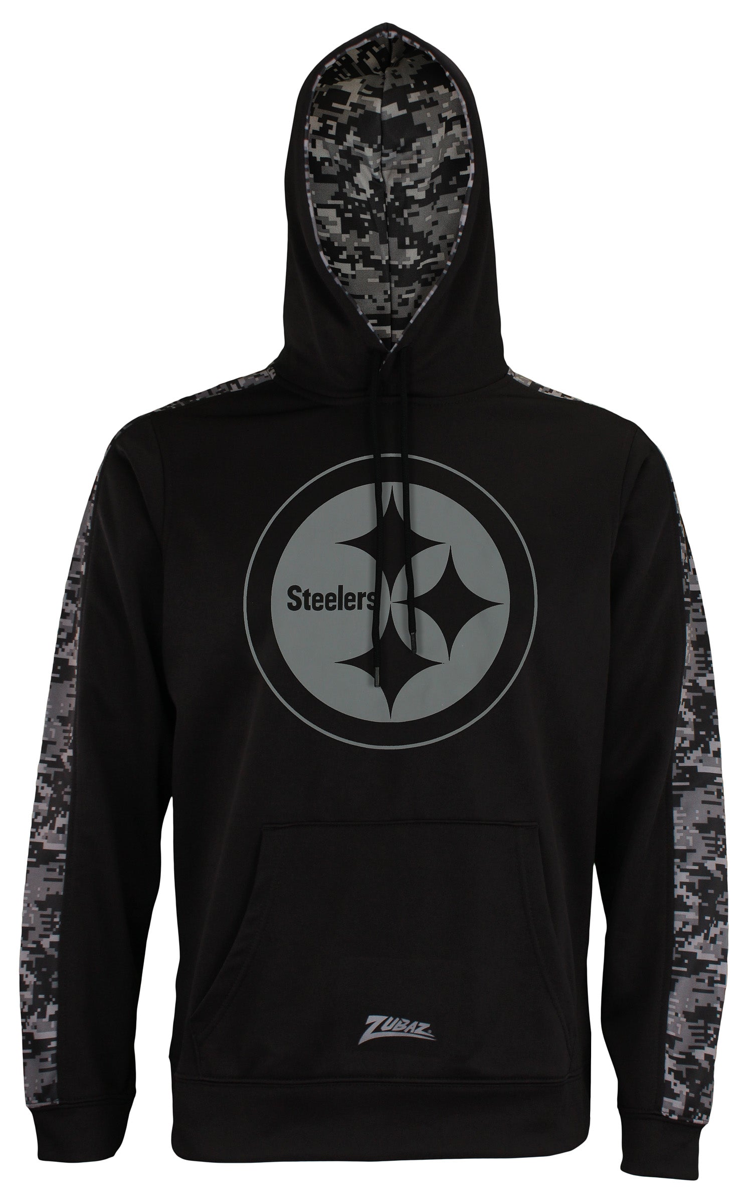 Zubaz Men's NFL Pittsburgh Steelers Black Digi Camo Pullover Hoodie