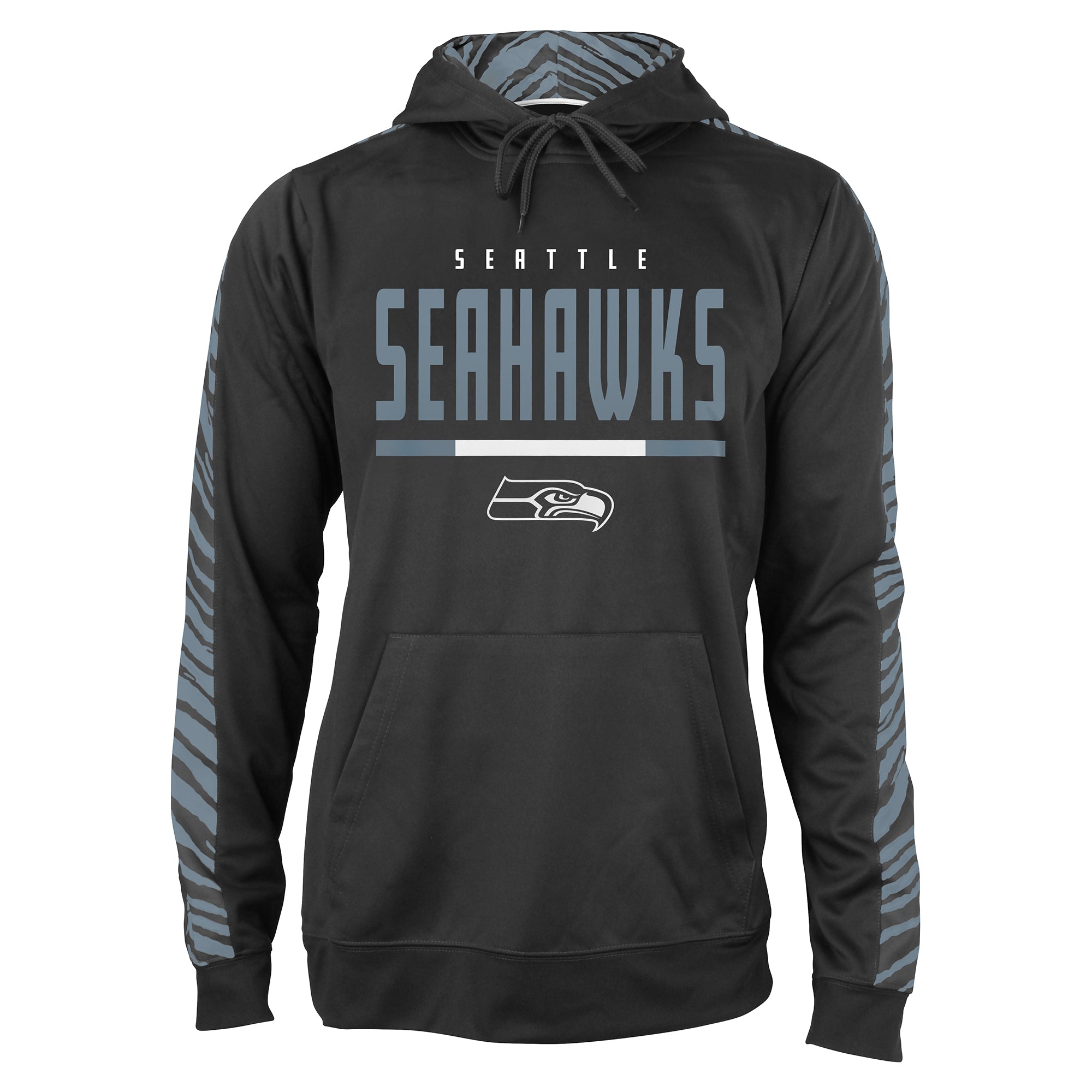 Zubaz NFL Men's Black and Grey Tonal Zebra Hoodie and Sleeve Seattle Seahawks