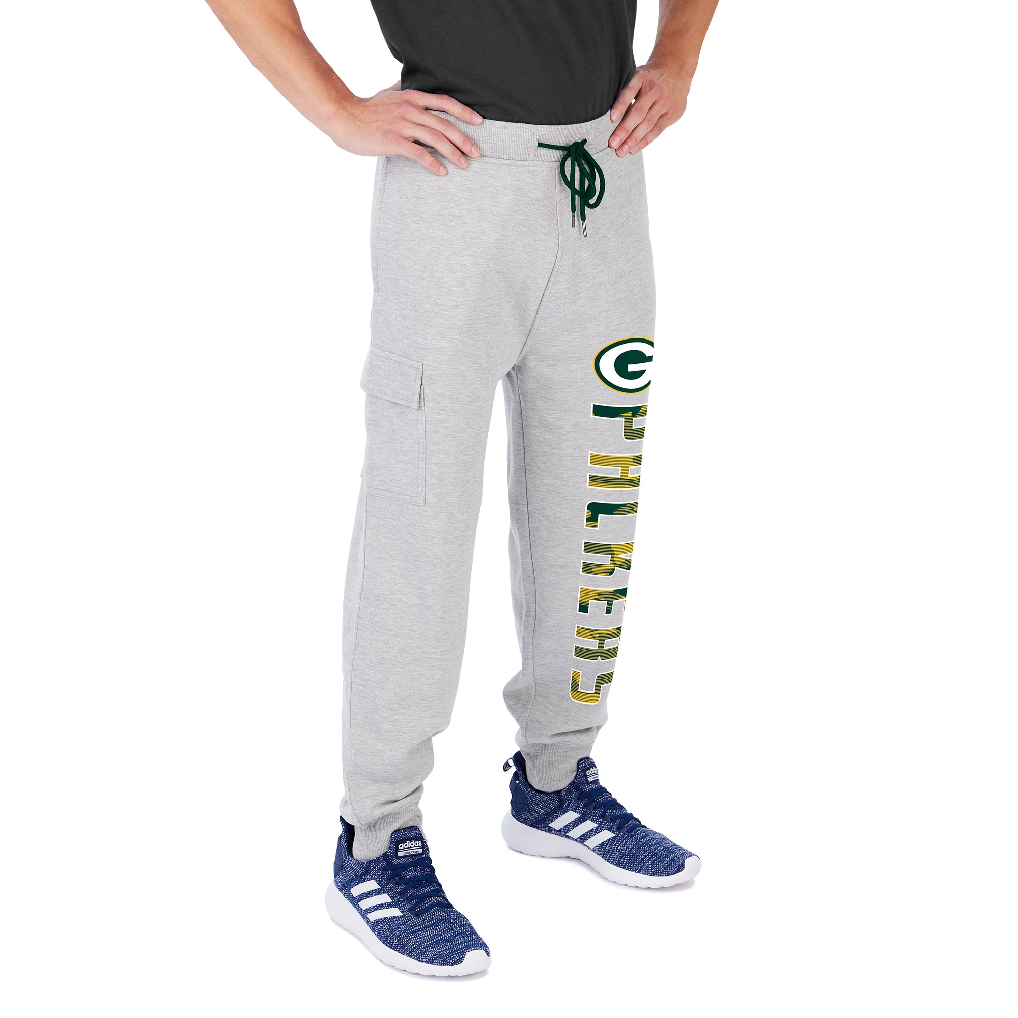 Zubaz Men's NFL Green Bay Packers Heather Gray Cargo Sweatpants