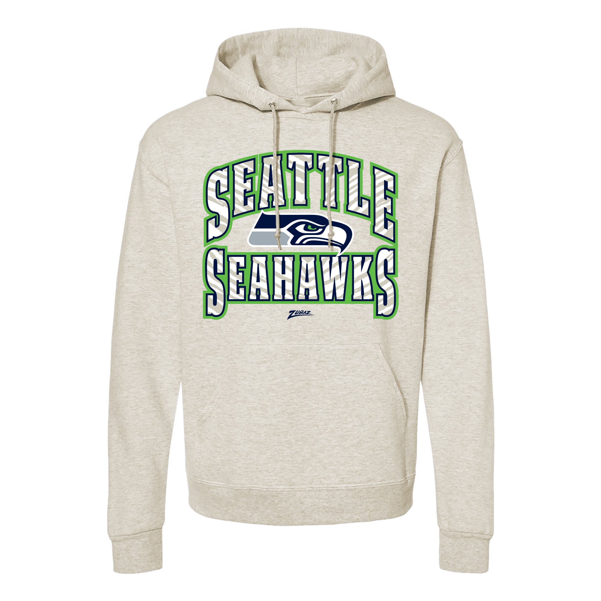 Zubaz NFL Seattle Seahawks  Unisex Pullover Fleece Hoodie for Adult Men and Women, Z2T Kickoff, Oatmeal Heather