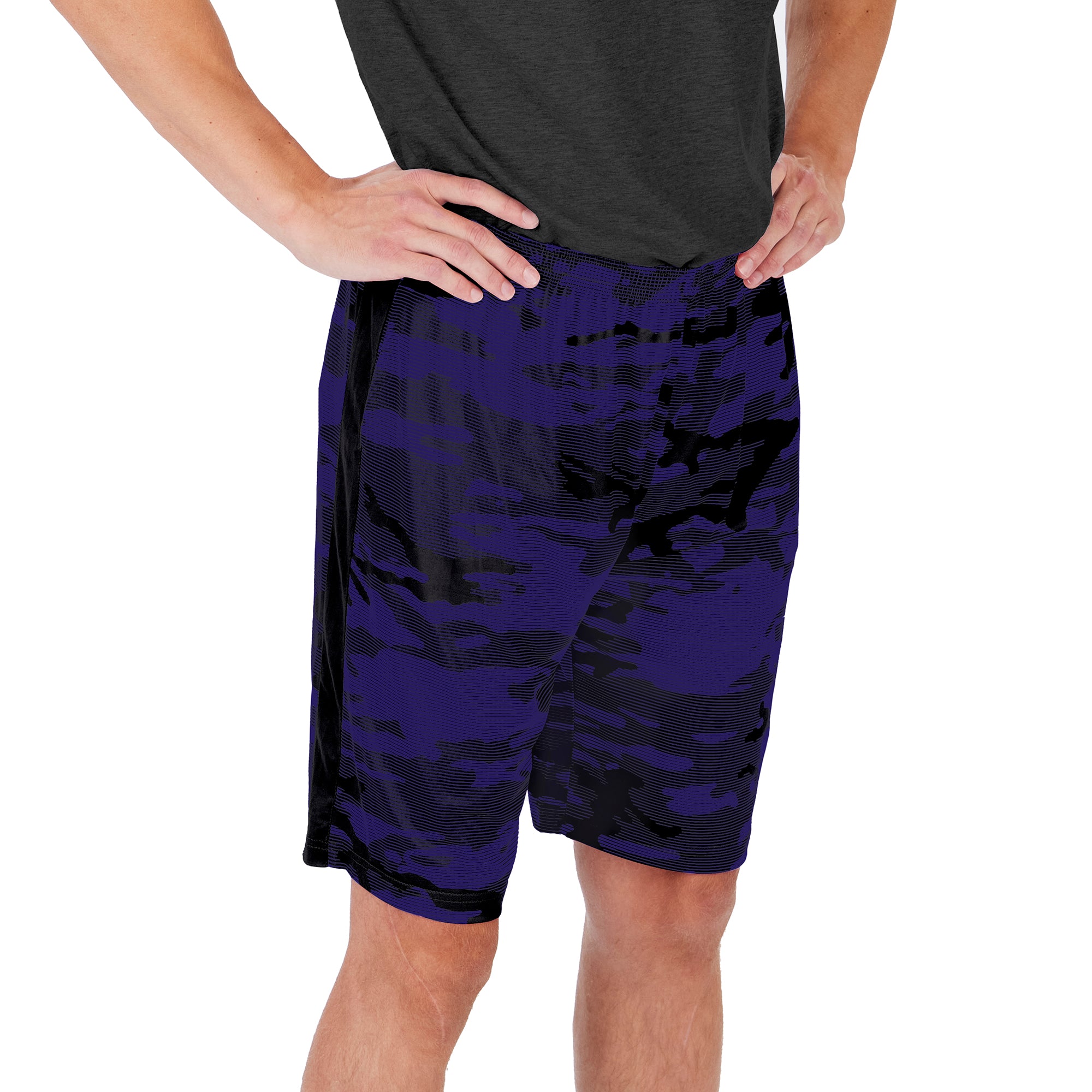 Zubaz Men's NFL Baltimore Ravens Lightweight Camo Lines Shorts with Logo