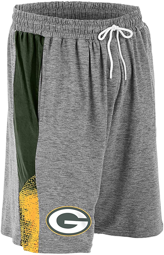 Zubaz NFL Football Mens Green Bay Packers Gray Space Dye Shorts