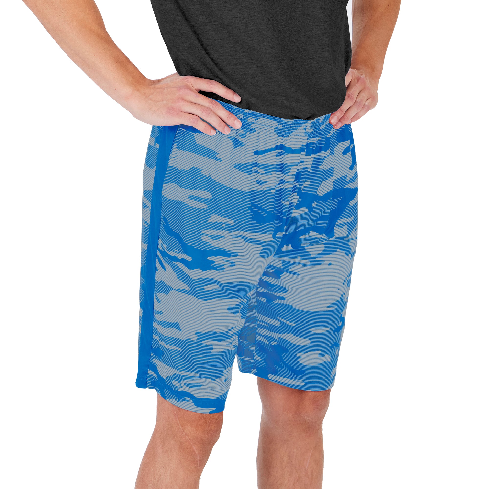 Zubaz Men's NFL Detroit Lions Lightweight Camo Lines Shorts with Logo