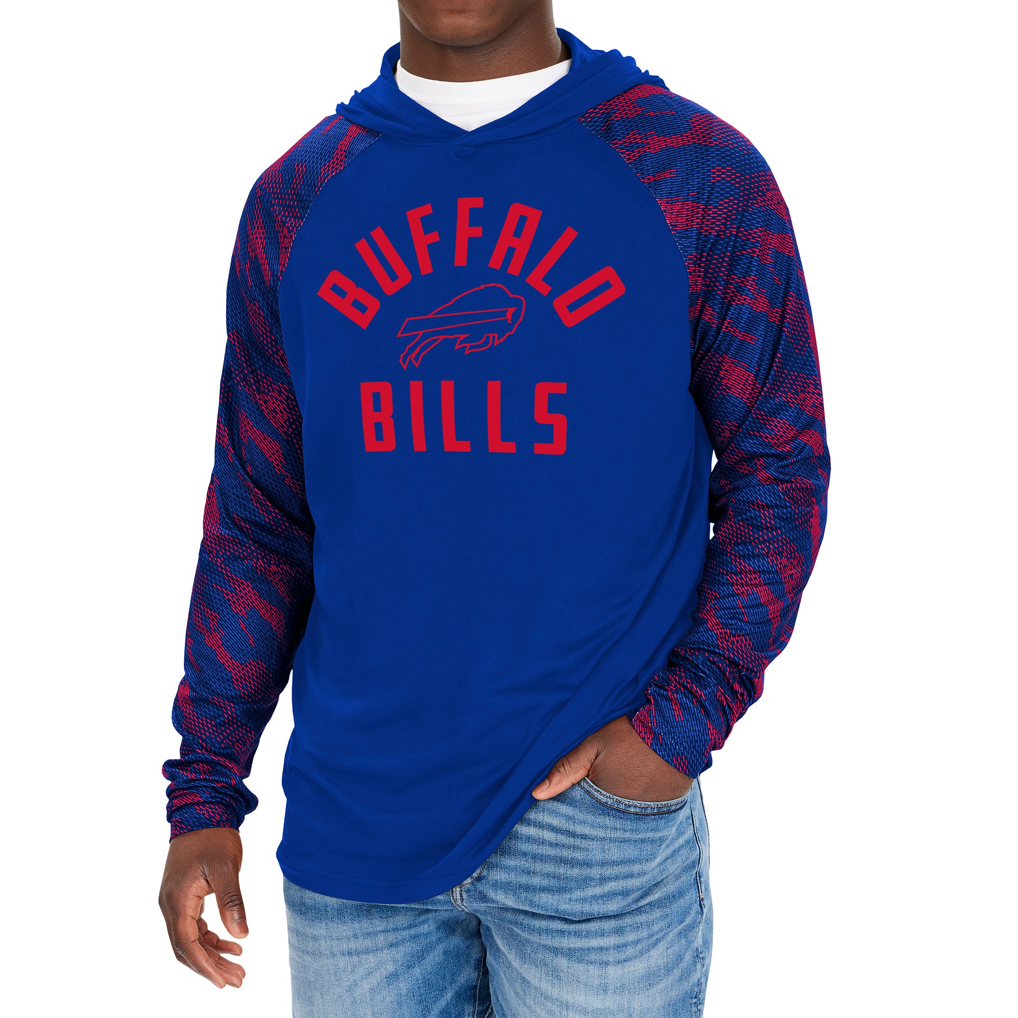 Zubaz NFL Men's Buffalo Bills Viper Print Pullover Hooded Sweatshirt