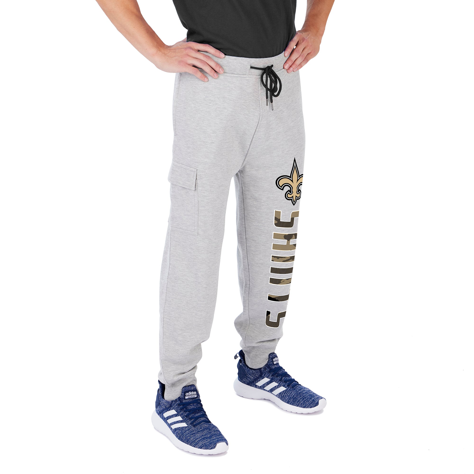 Zubaz NFL Men's New Orleans Saints Heather Gray Cargo Sweatpants