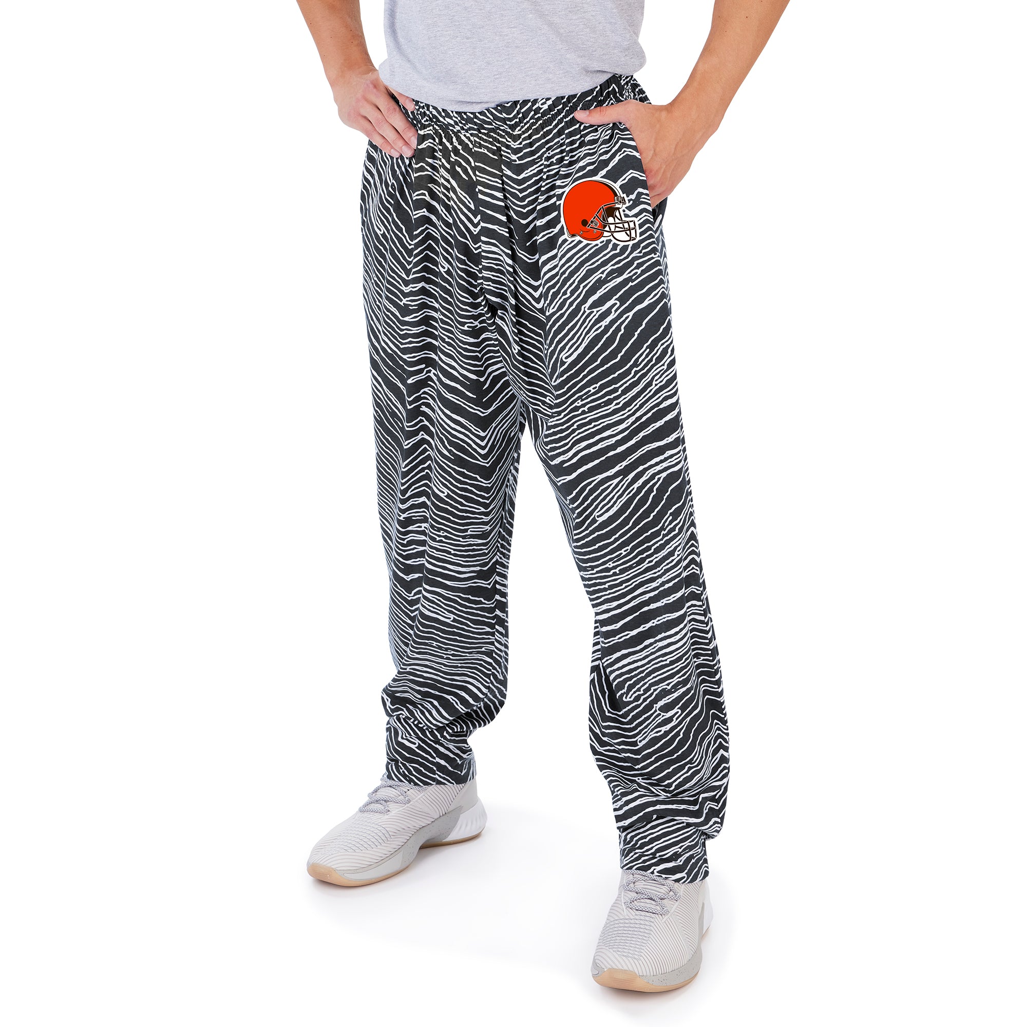 Zubaz NFL Men's Cleveland Browns Zebra Outline Print Comfy Pants