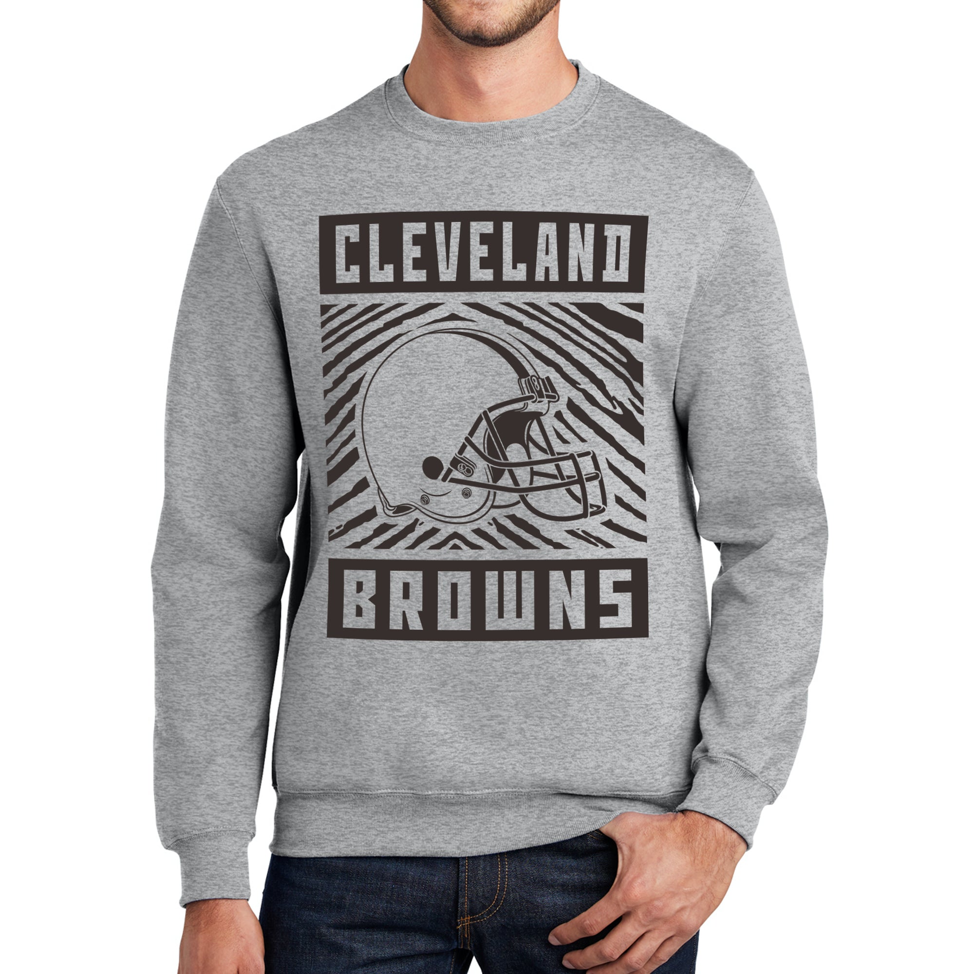 Zubaz NFL Men's Crewneck Sweatshirt With Zebra Graphic, Cleveland Browns