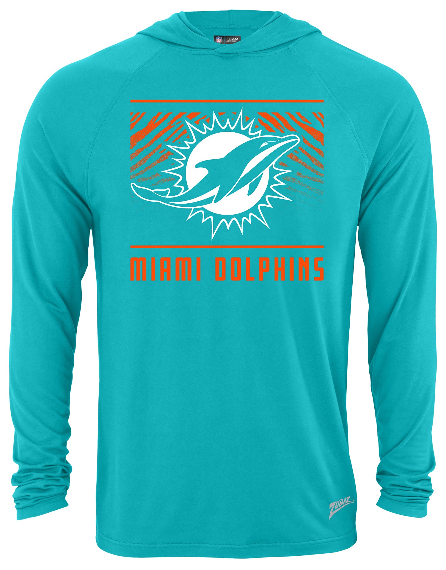 Zubaz NFL Men's Light Weight Team Color Hoodie, Alternate Tunnel Logo, Miami Dolphins