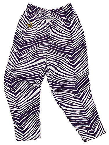 Zubaz NFL Men's Minnesota Vikings Single Line Zebra Print Team Logo Pants