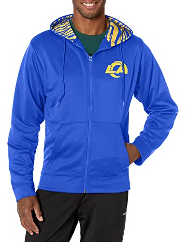 Zubaz NFL Men's Los Angeles Rams Team Full Zip Up Hoodie With Zebra Ac