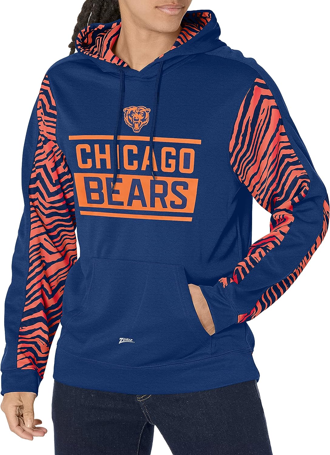 Zubaz NFL CHICAGO BEARS TEAM COLOR HOOD W/ 2-COLOR ZEBRA ACCENTS XXL