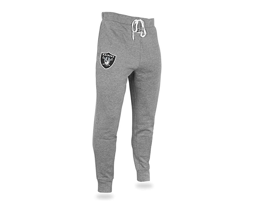 Zubaz NFL Men's Oakland Raiders Solid Gray Team Logo Jogger Pants